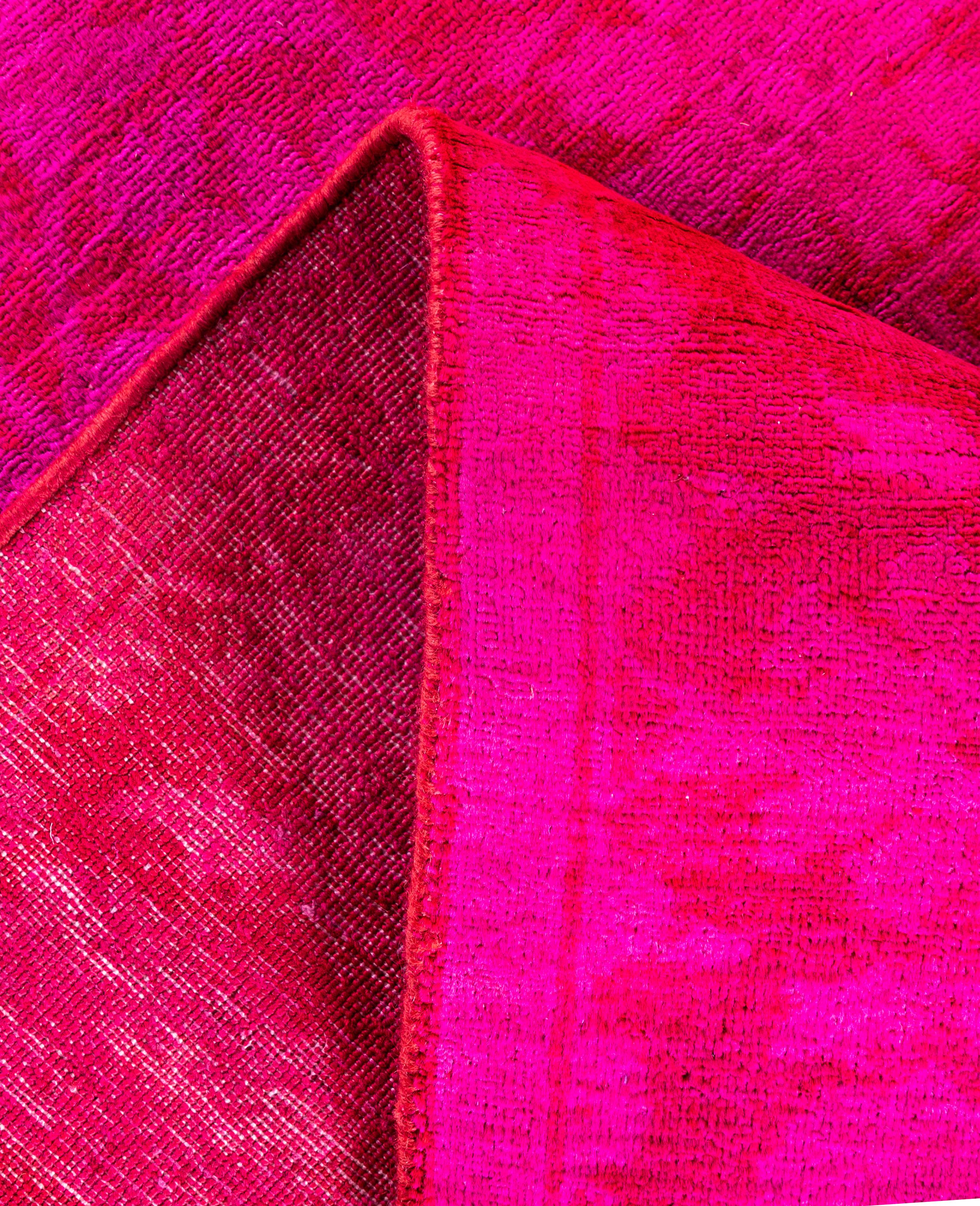 Contemporary Overdyed One-of-a-Kind Wool Pink Area Rug 4' 1