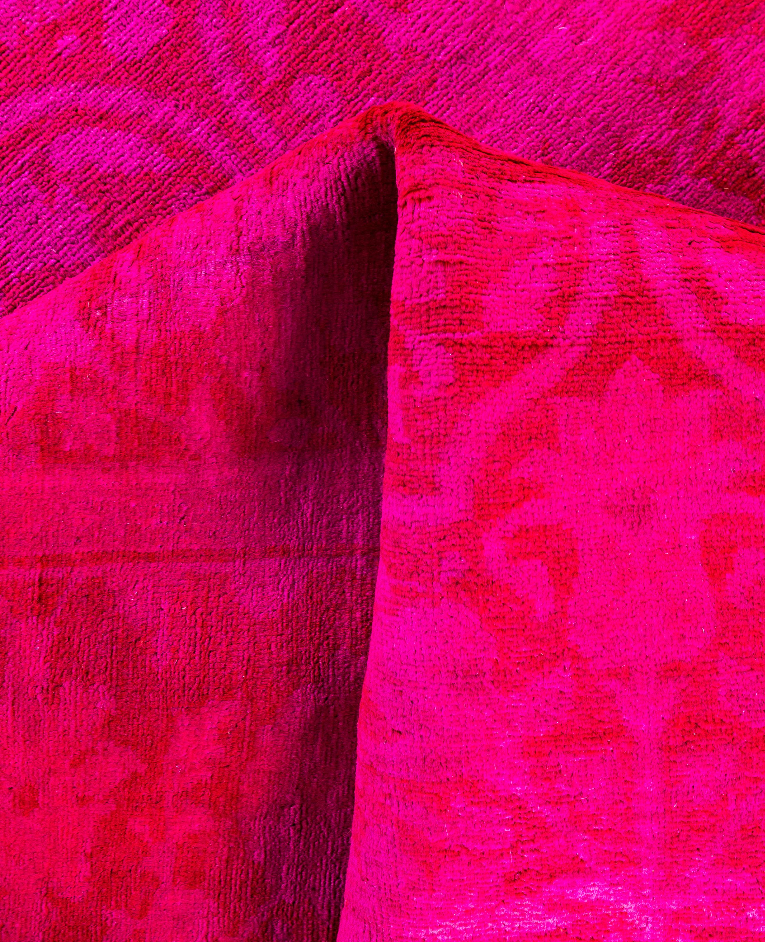 Overdyed One-of-a-Kind Wool Pink Area Rug 4' 1
