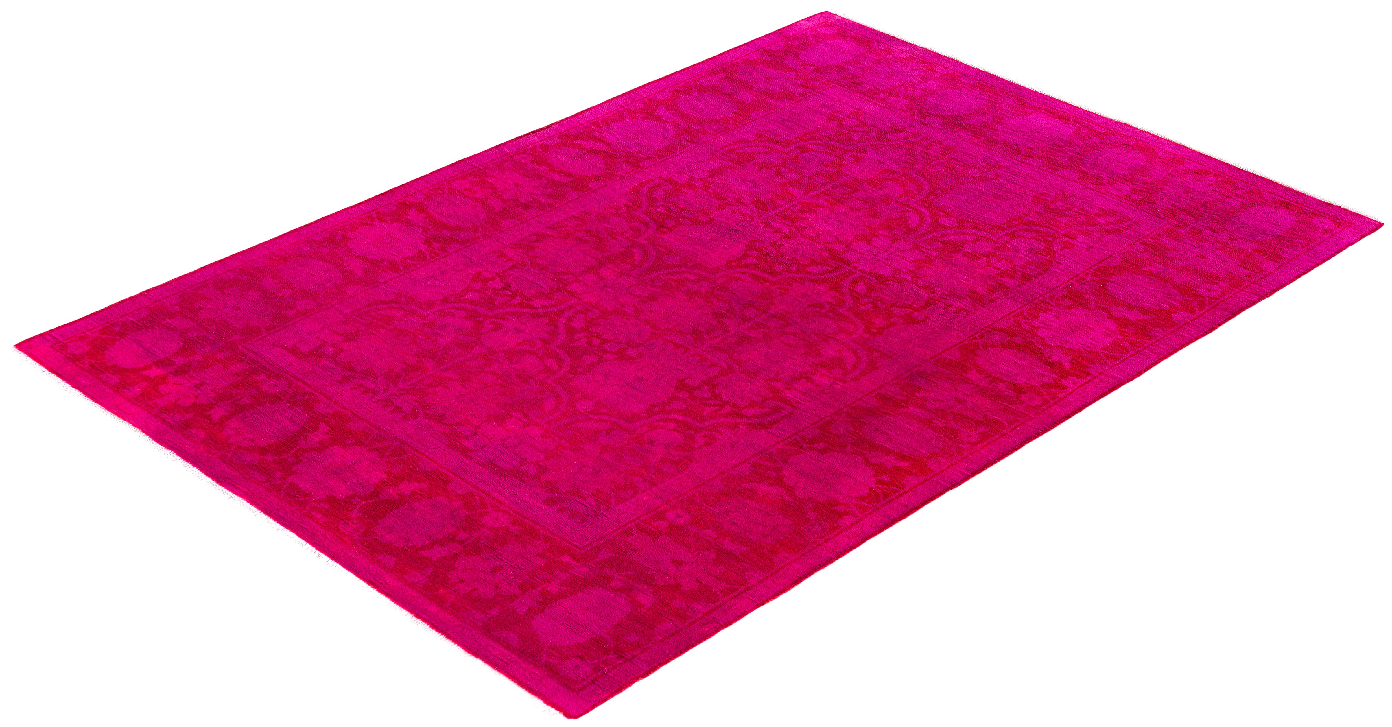 Overdyed One-of-a-Kind Wool Pink Area Rug 4' 1