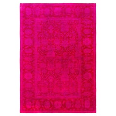 Overdyed One-of-a-Kind Wool Pink Area Rug 4' 1" x 5' 10"