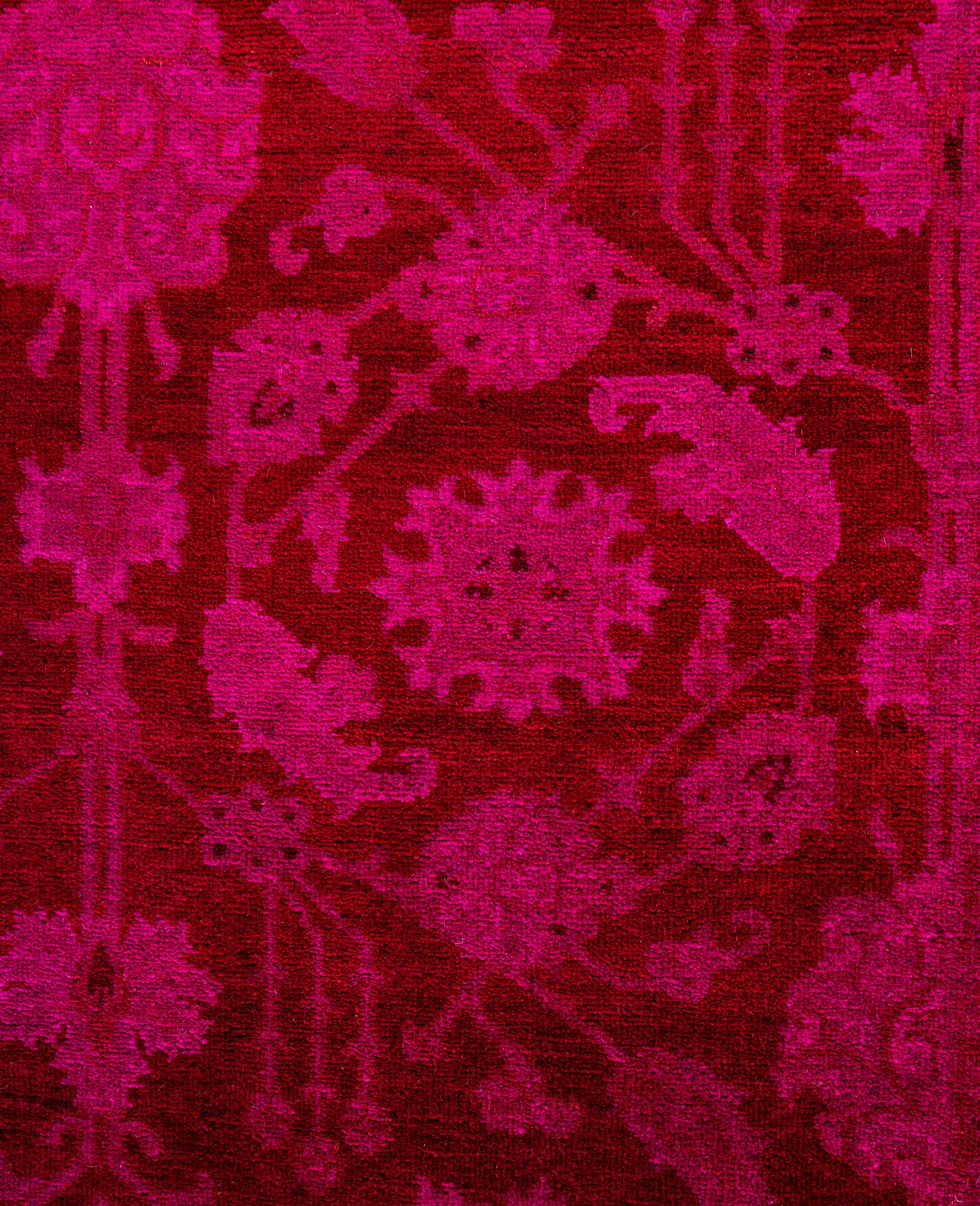 Alfombra de lana Overdyed Única Rosa 4' 1
