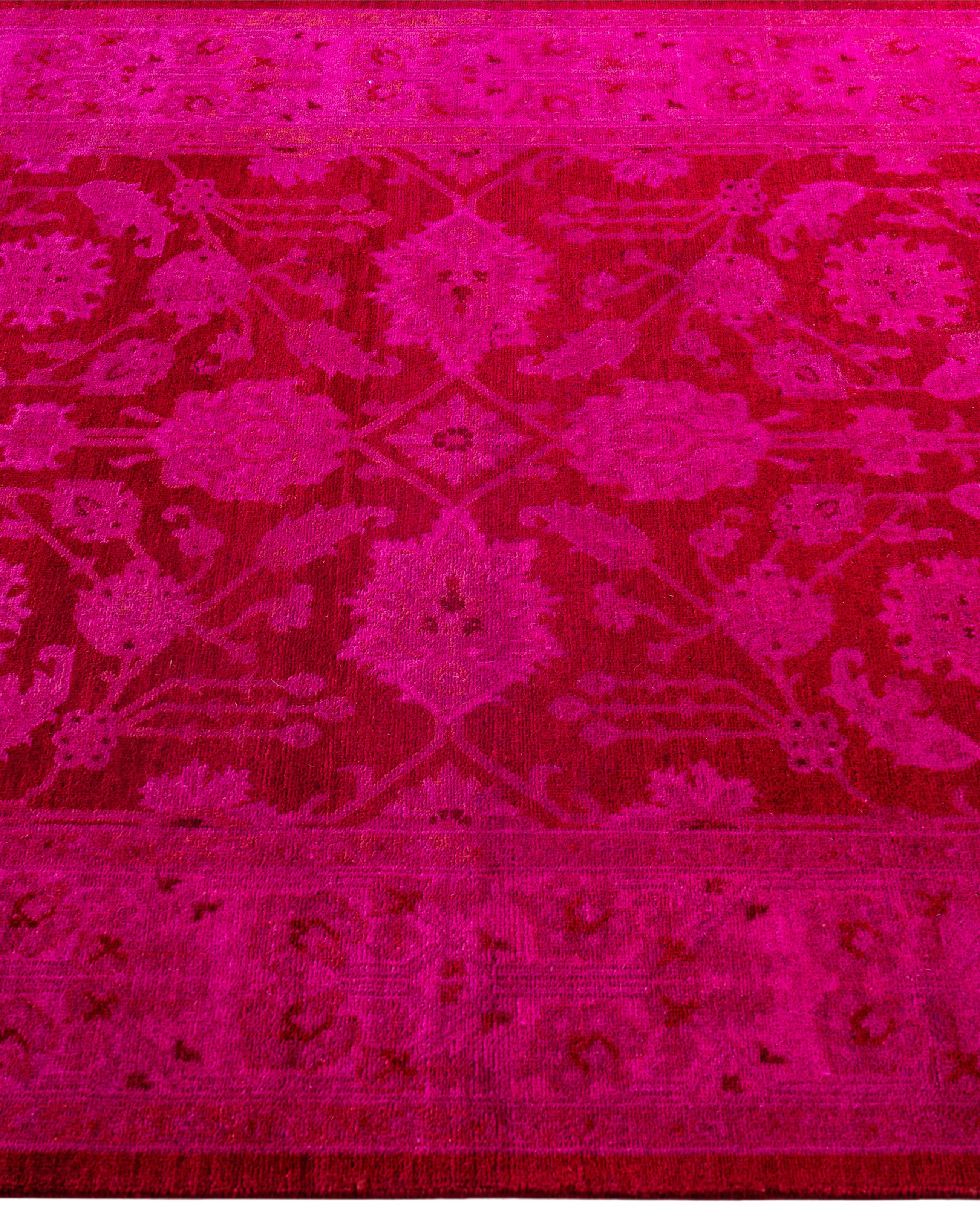 Alfombra de lana Overdyed Única Rosa 4' 1