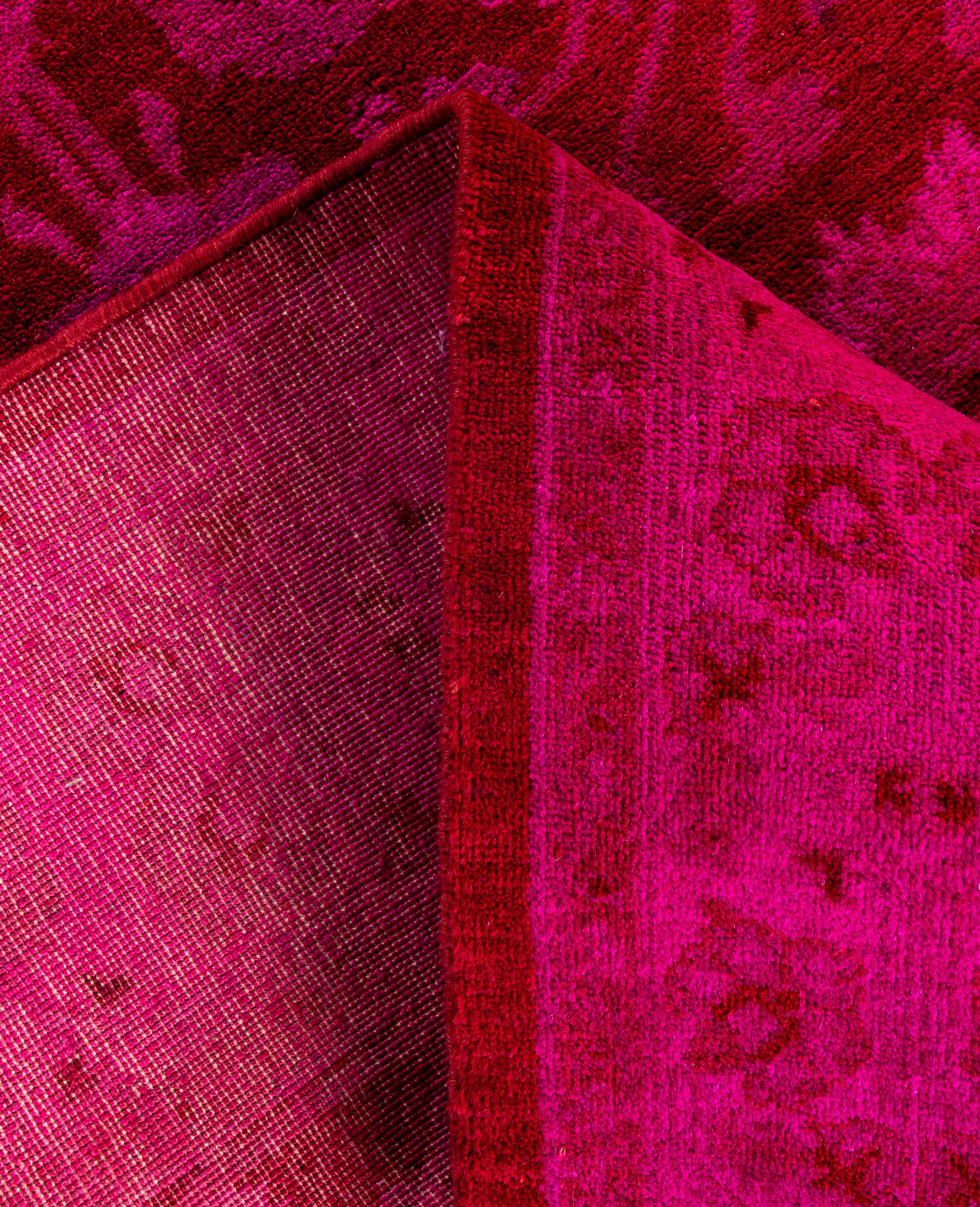 Alfombra de lana Overdyed Única Rosa 4' 1