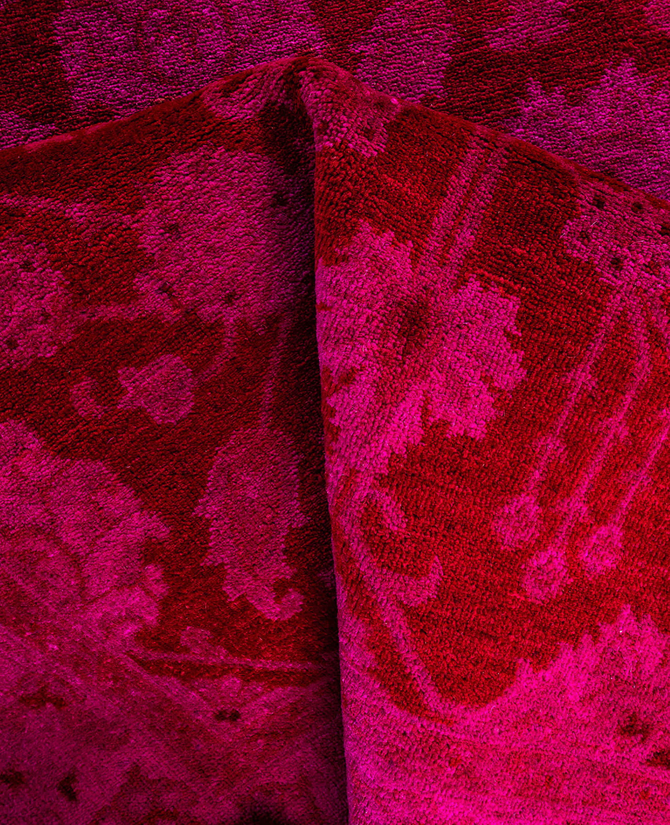 Alfombra de lana Overdyed Única Rosa 4' 1