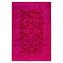 Alfombra de lana Overdyed Única Rosa 4' 1" x 6' 1"