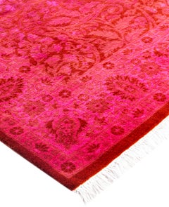 Overdyed One-of-a-Kind Wolle Rosa Bereich Teppich 4' 1" x 6' 3"