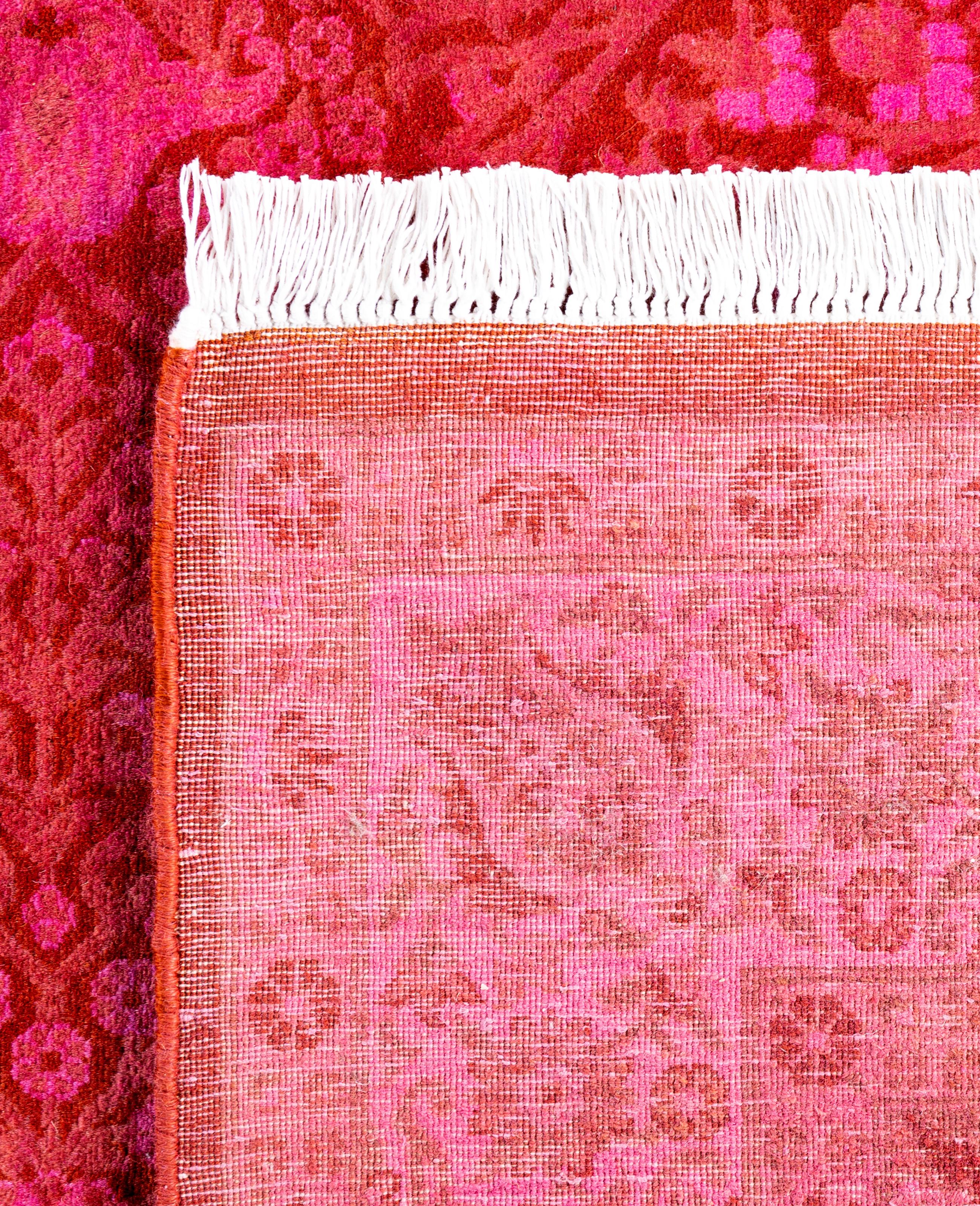 Overdyed One-of-a-Kind Wool Pink Area Rug 4' 1
