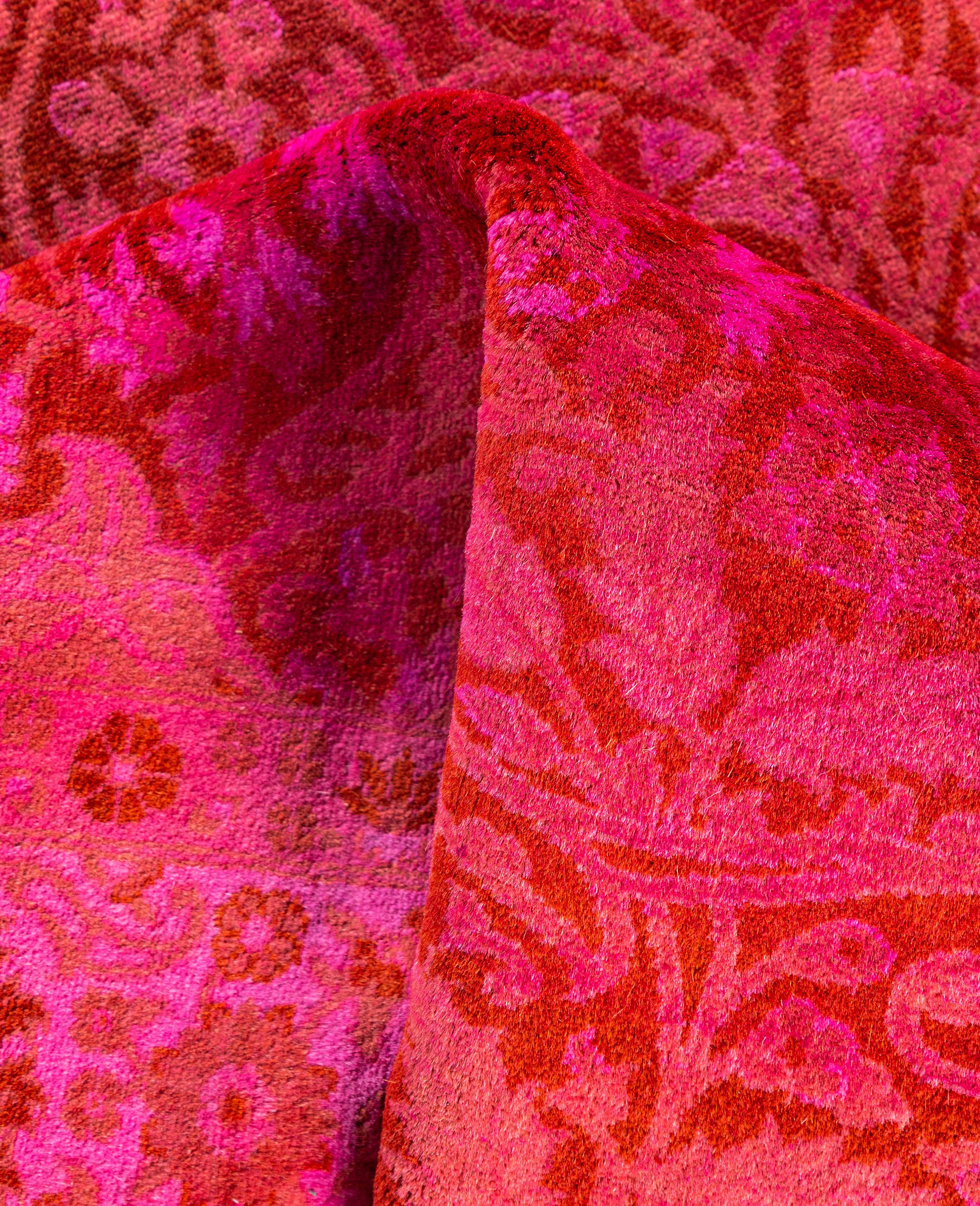 Overdyed One-of-a-Kind Wool Pink Area Rug 4' 1