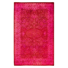Overdyed One-of-a-Kind Wool Pink Area Rug 4' 1" x 6' 3"