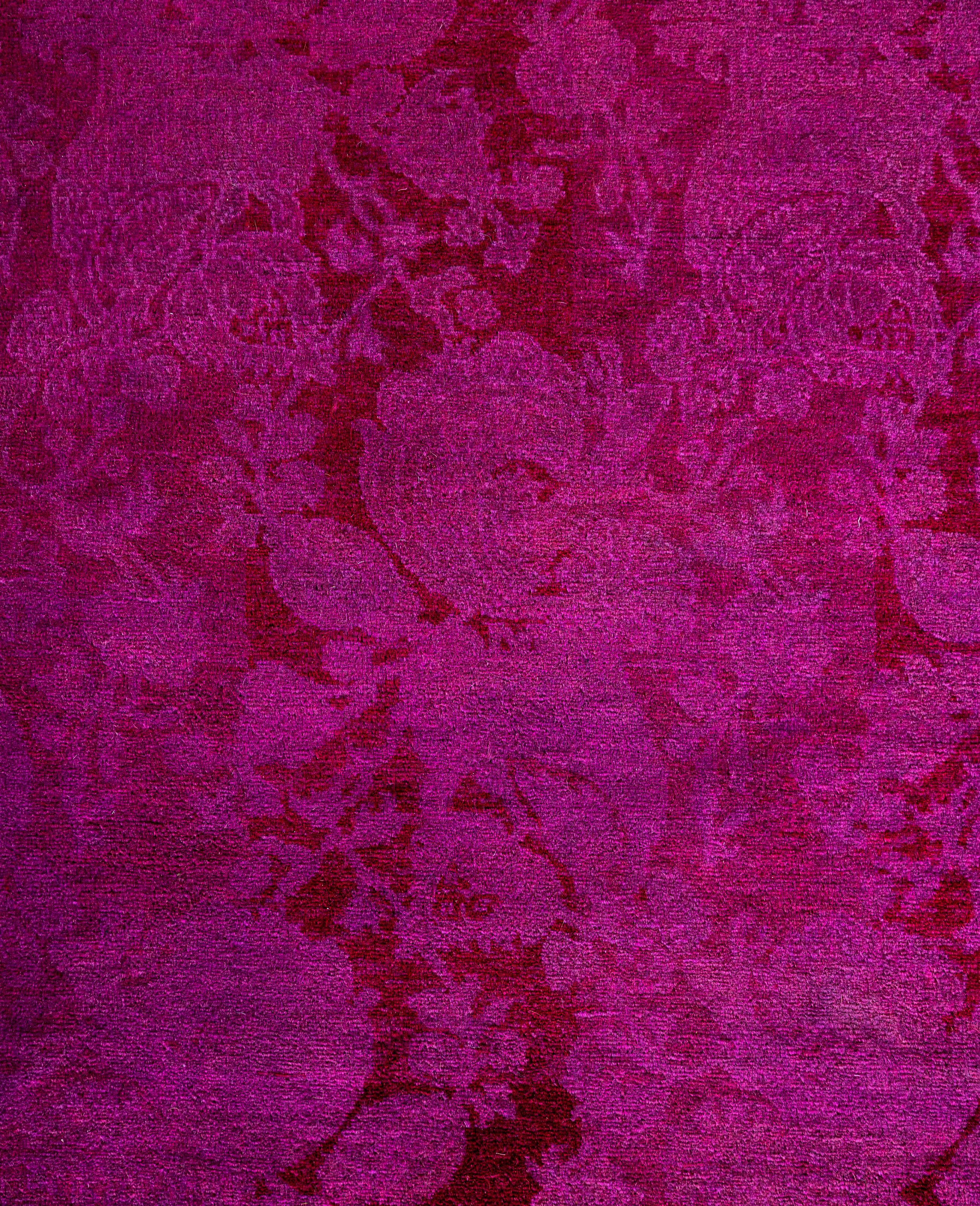 Overdyed One-of-a-Kind Wolle Rosa Bereich Teppich 4' 8