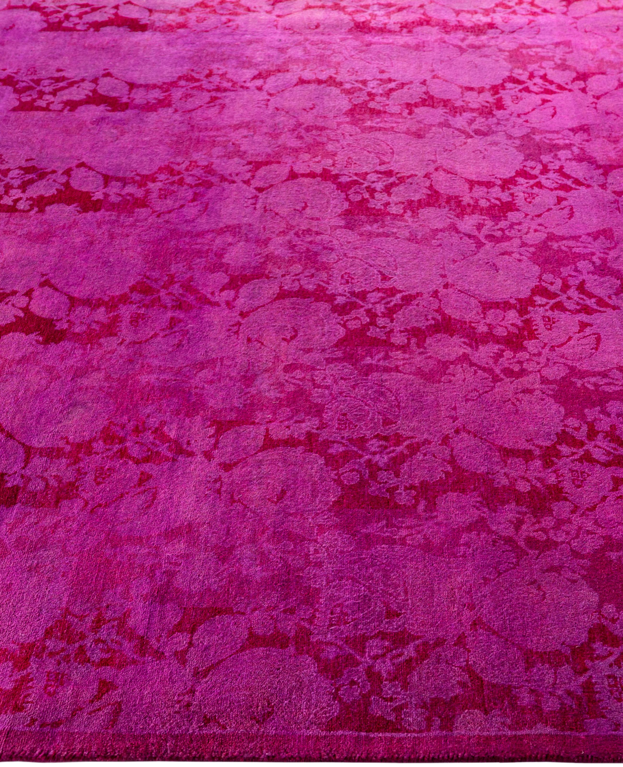 Overdyed One-of-a-Kind Wolle Rosa Bereich Teppich 4' 8