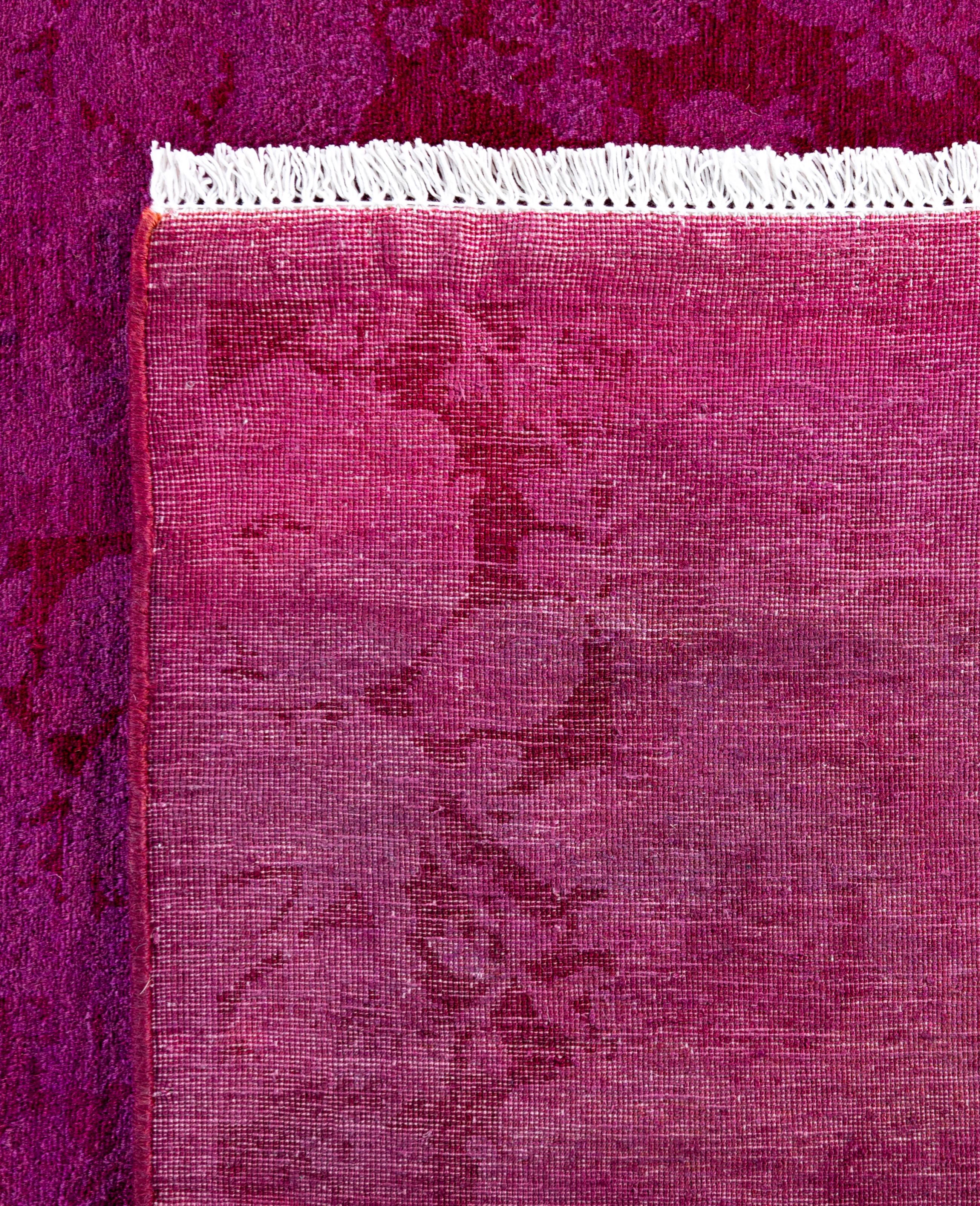 Overdyed One-of-a-Kind Wolle Rosa Bereich Teppich 4' 8