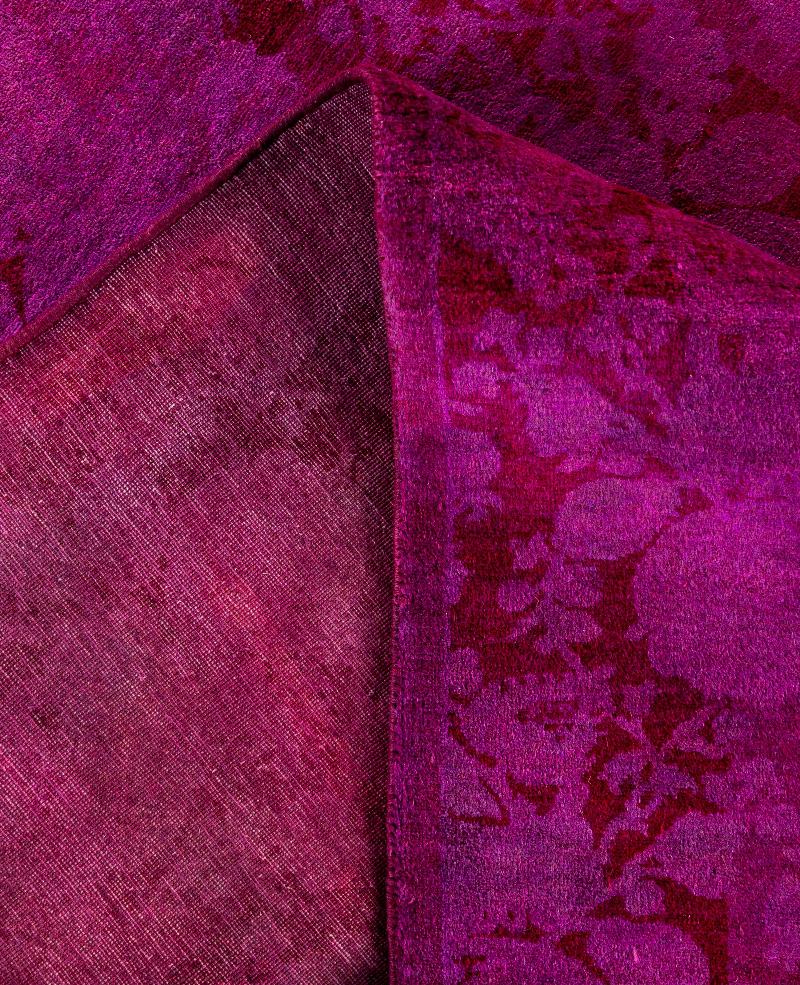 Overdyed One-of-a-Kind Wolle Rosa Bereich Teppich 4' 8