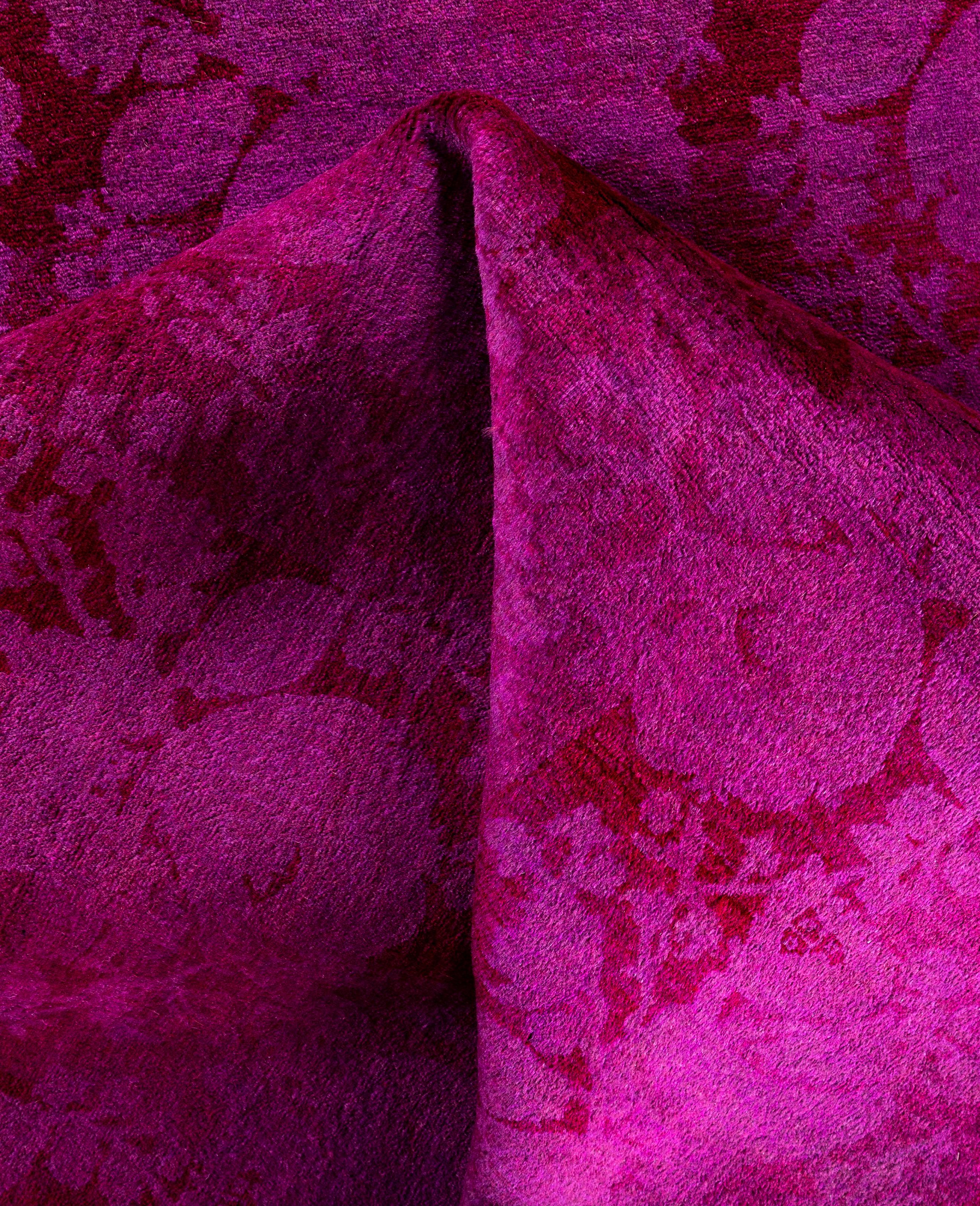 Overdyed One-of-a-Kind Wolle Rosa Bereich Teppich 4' 8