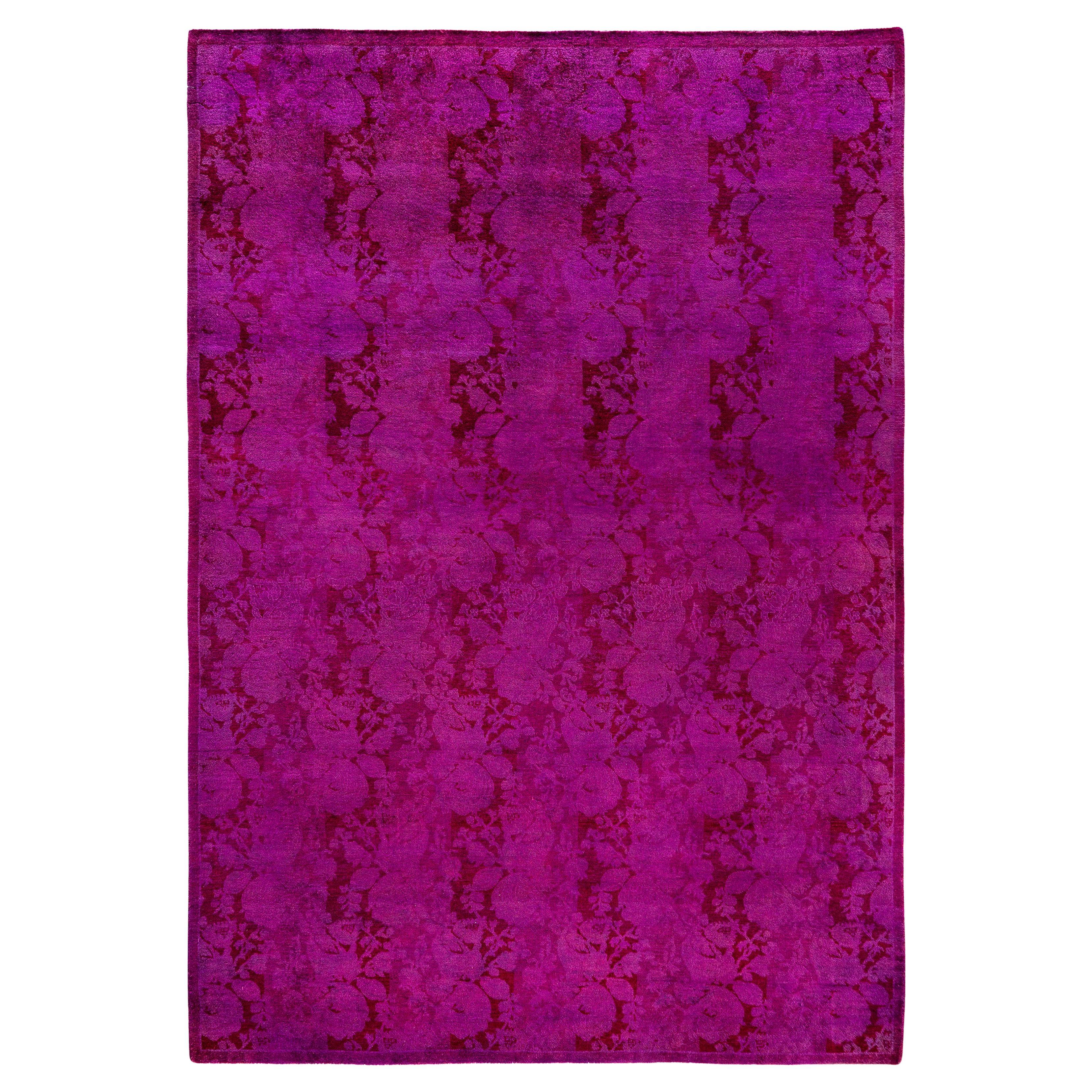 Overdyed One-of-a-Kind Wool Pink Area Rug 4' 8" x 6' 9"