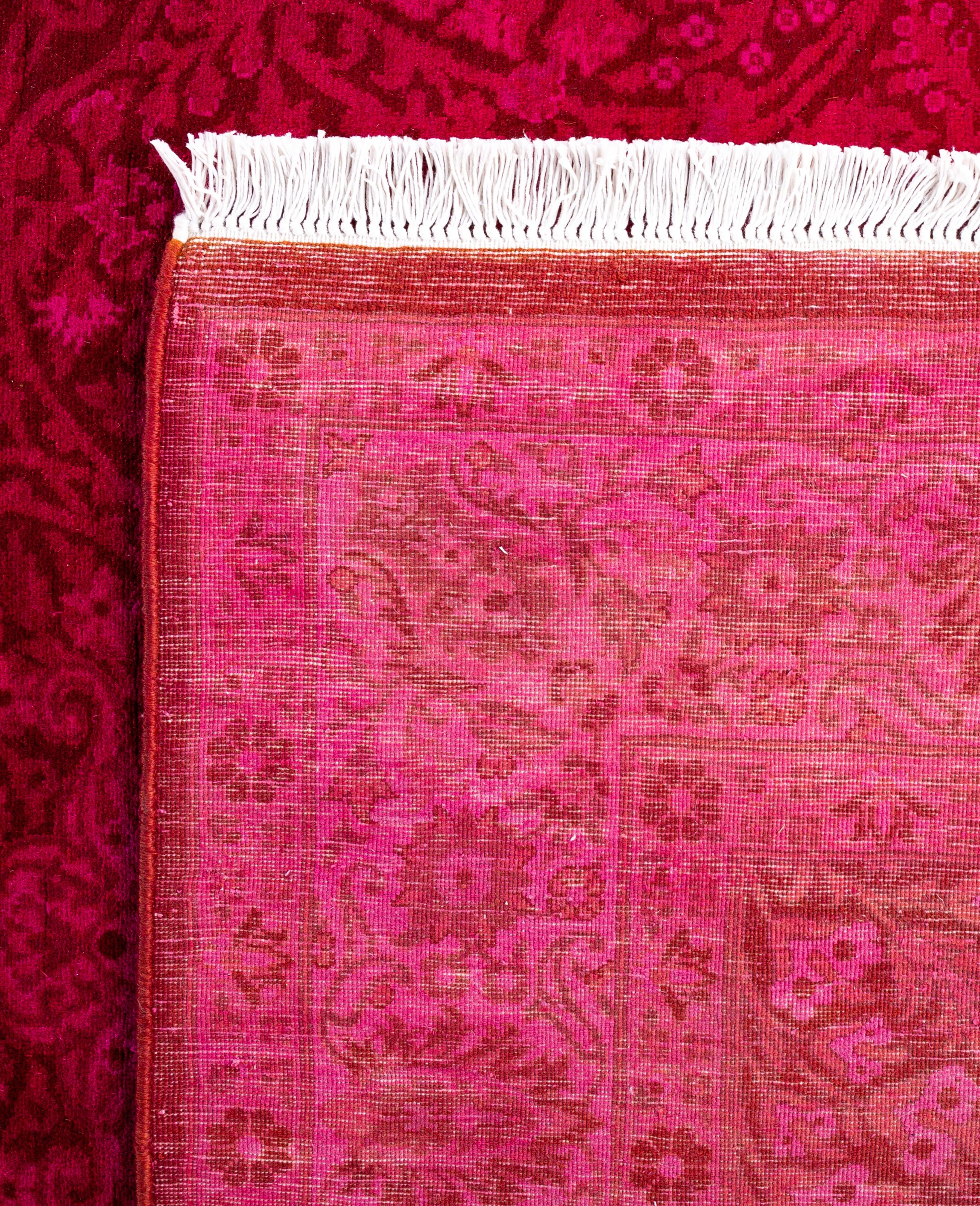 Overdyed One-of-a-Kind Wool Pink Area Rug 4' 9
