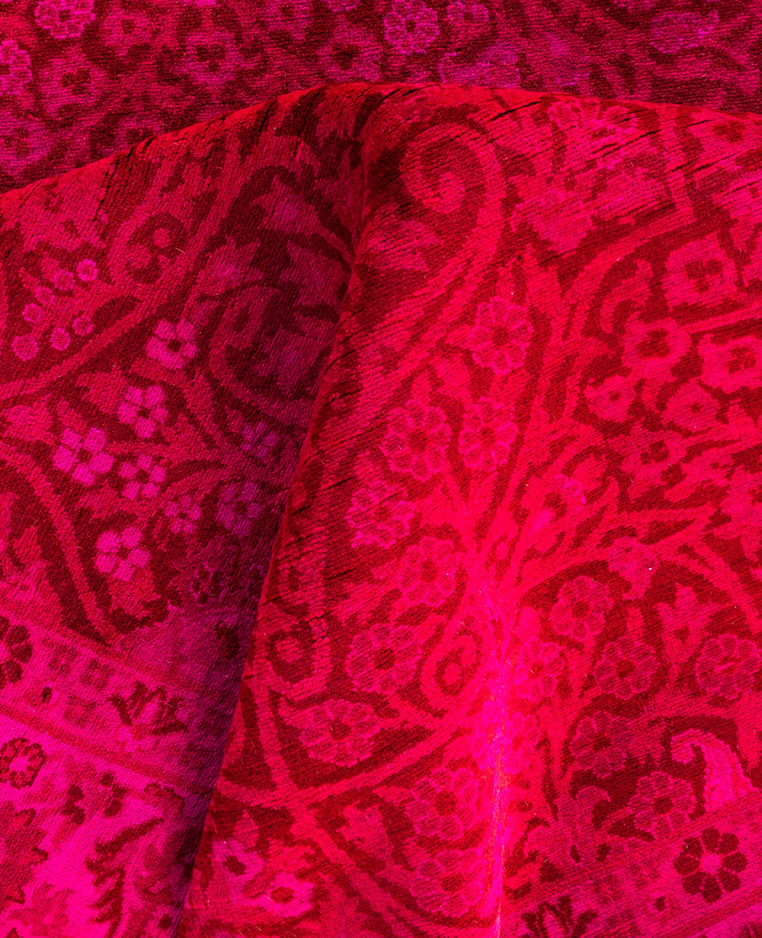 Overdyed One-of-a-Kind Wool Pink Area Rug 4' 9