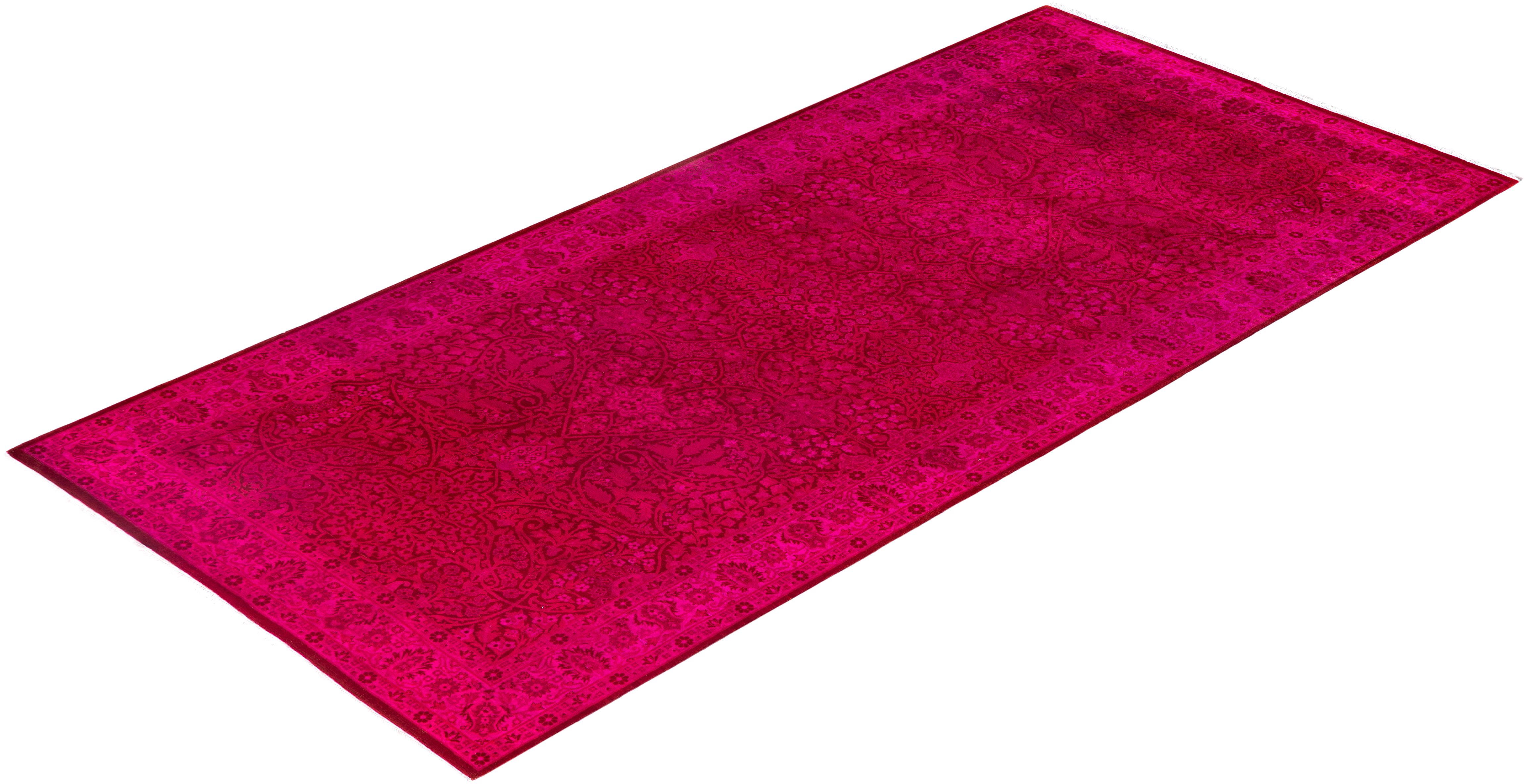 Overdyed One-of-a-Kind Wool Pink Area Rug 4' 9
