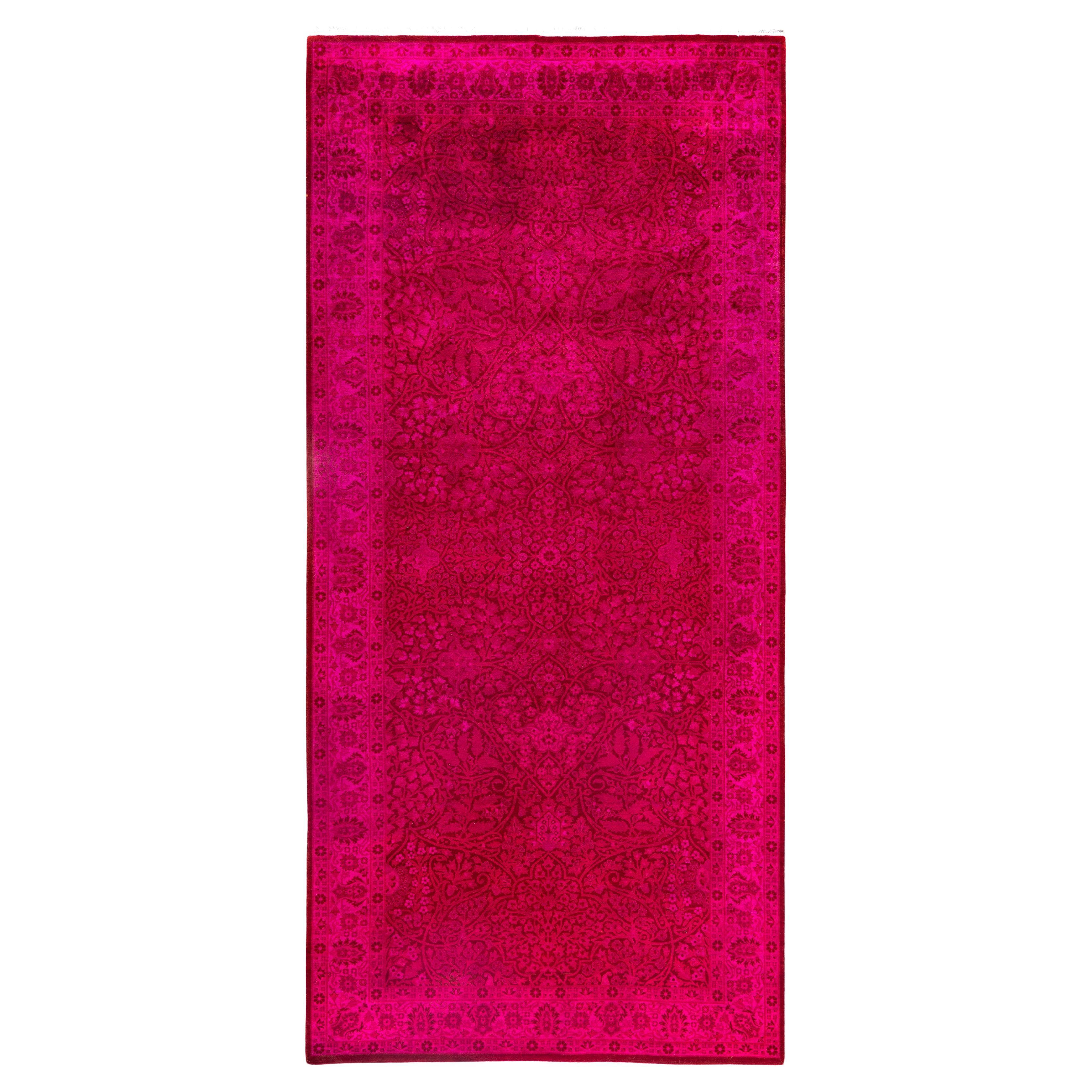 Overdyed One-of-a-Kind Wool Pink Area Rug 4' 9" x 10' 2" For Sale