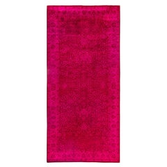 Overdyed One-of-a-Kind Wool Pink Area Rug 4' 9" x 10' 2"