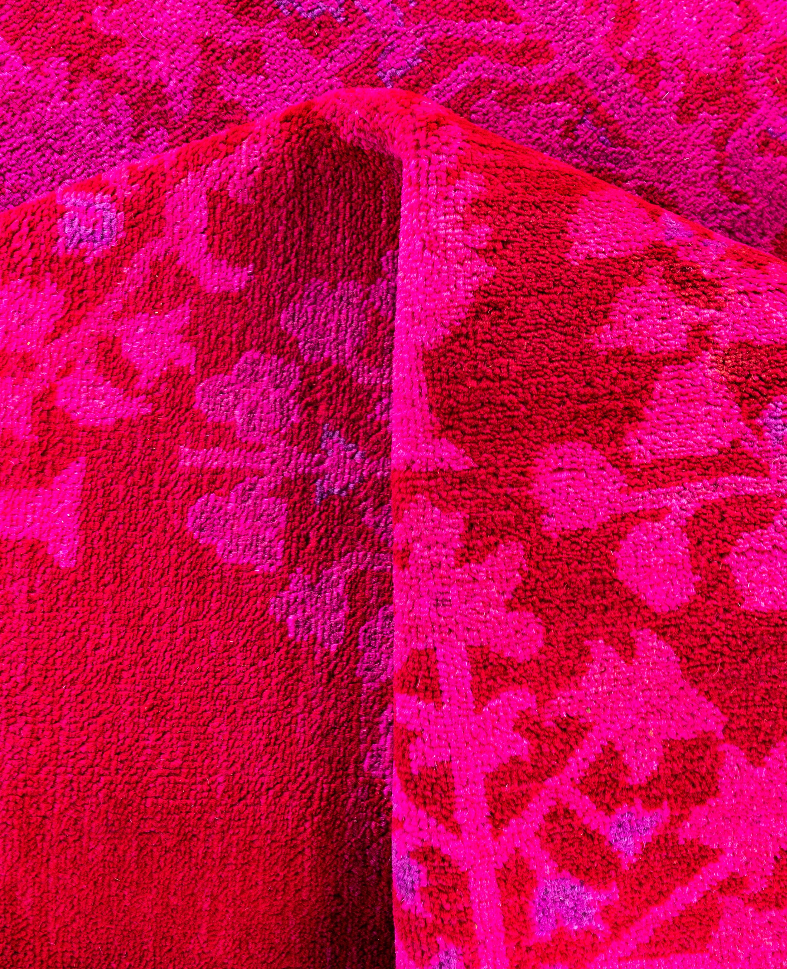 Overdyed One-of-a-Kind Wool Pink Area Rug 4' 9