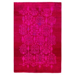 Overdyed One-of-a-Kind Wool Pink Area Rug 4' 9" x 6' 10"