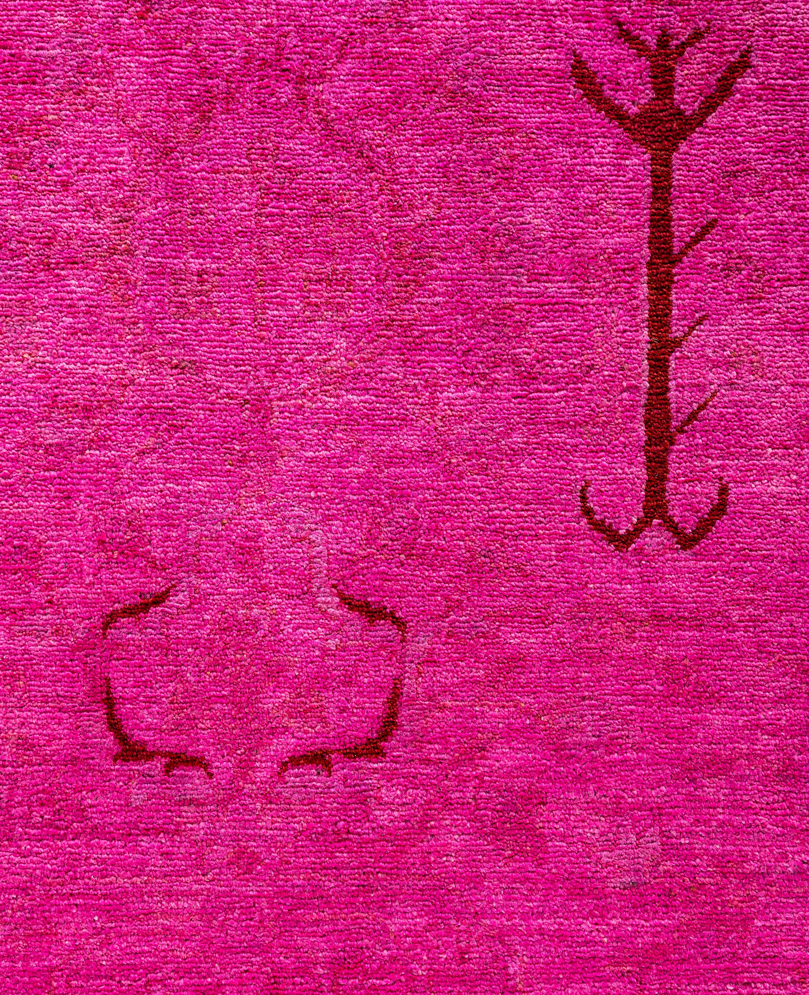 Alfombra de lana Overdyed Única Rosa 5' 2