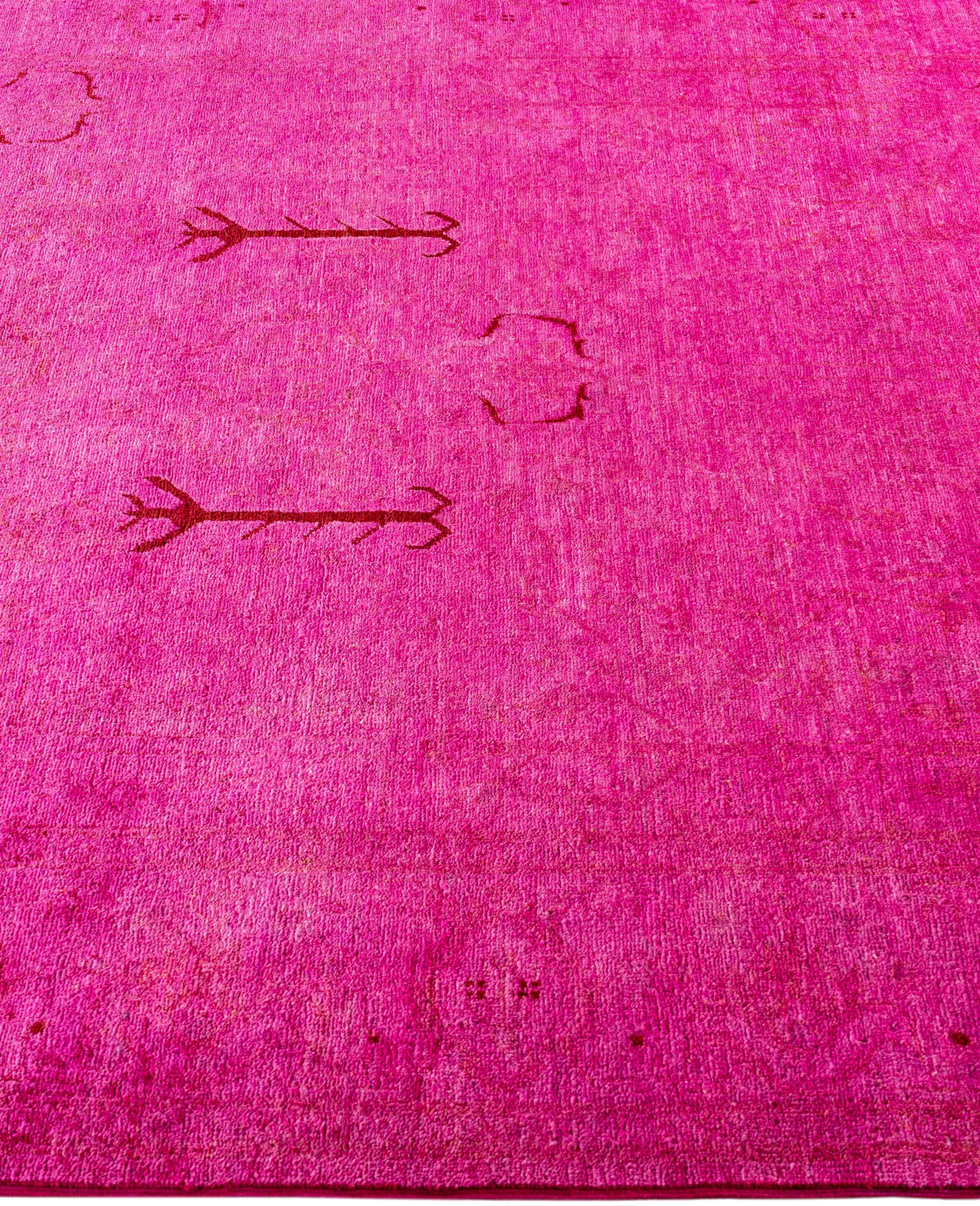 Alfombra de lana Overdyed Única Rosa 5' 2