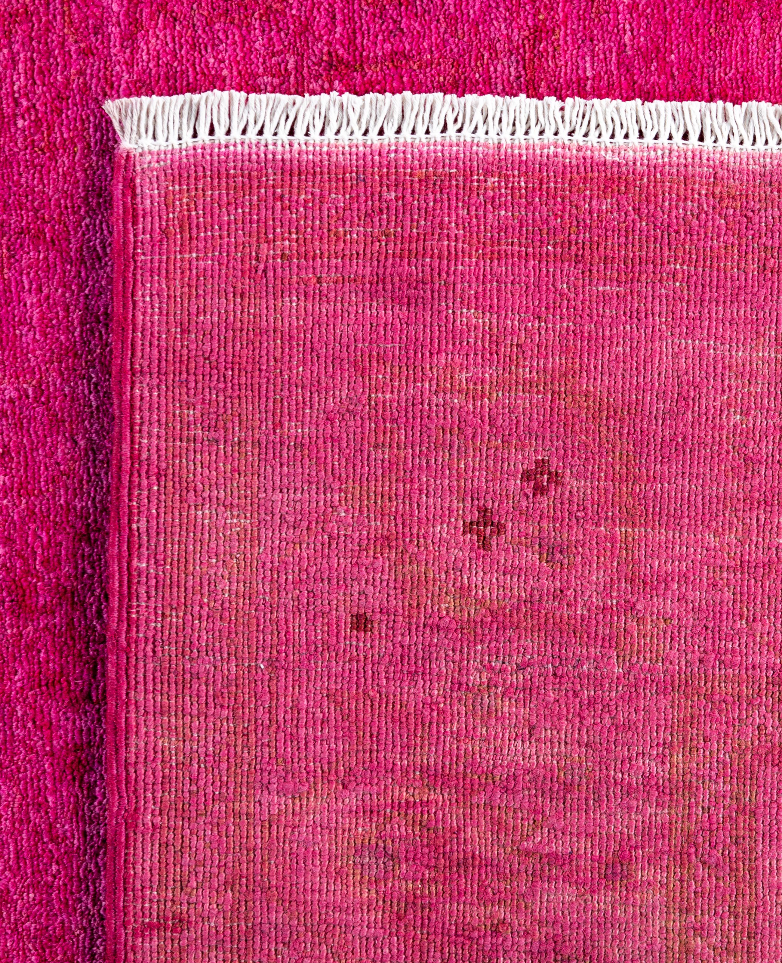 Alfombra de lana Overdyed Única Rosa 5' 2