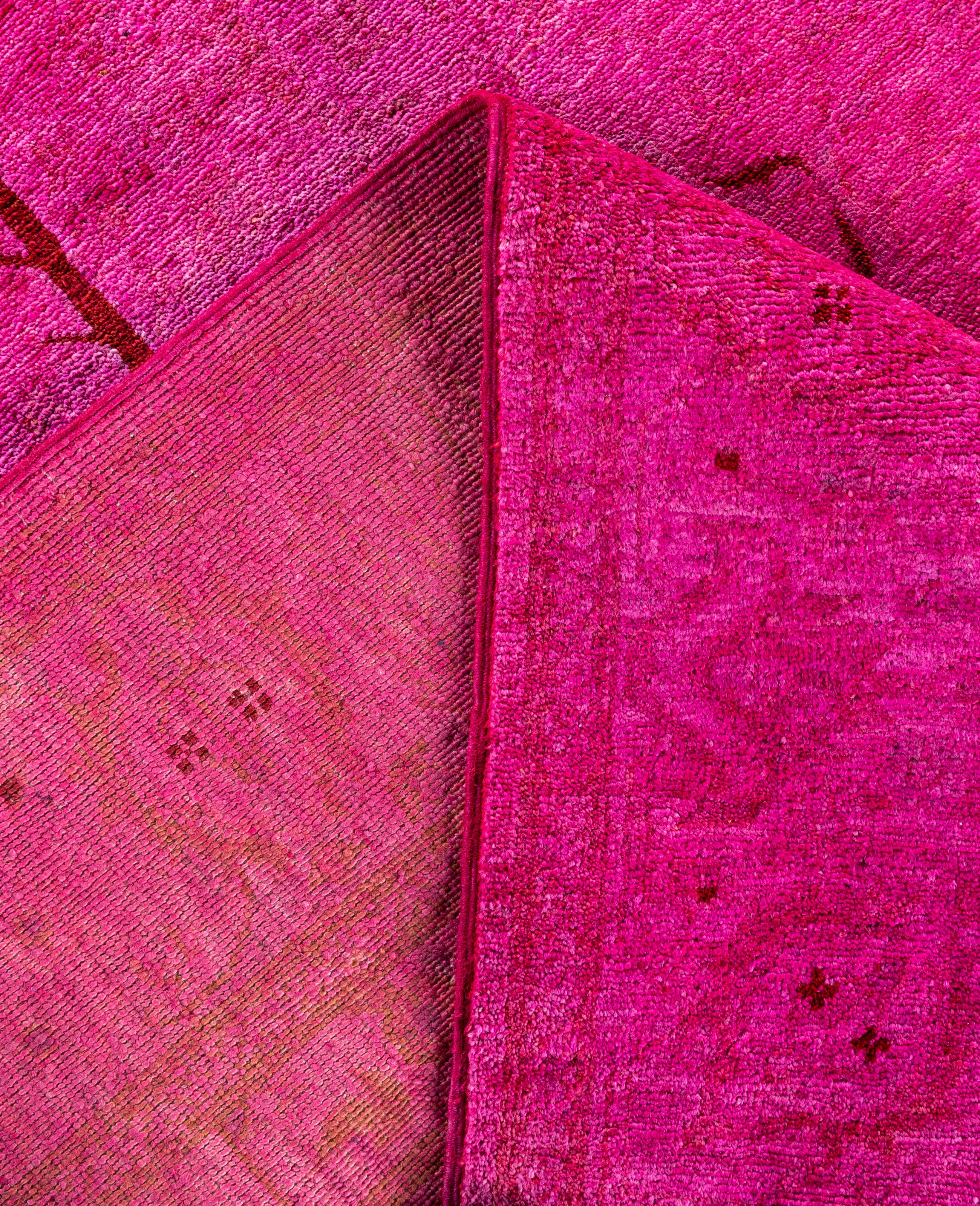 Alfombra de lana Overdyed Única Rosa 5' 2