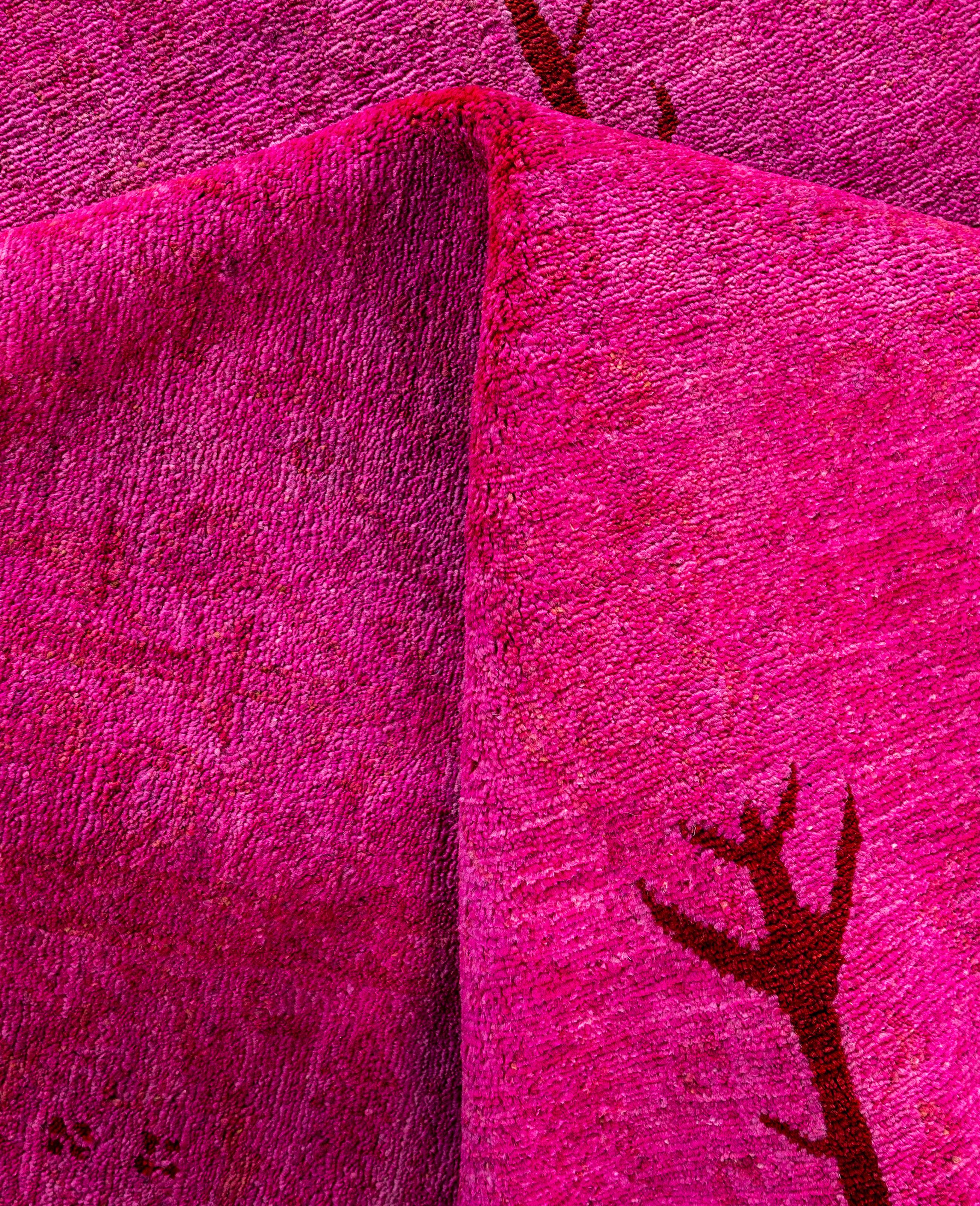 Alfombra de lana Overdyed Única Rosa 5' 2