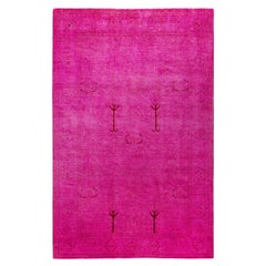 Tapis de sol en laine surteint et unique en son genre rose 5' 2" x 7' 10"
