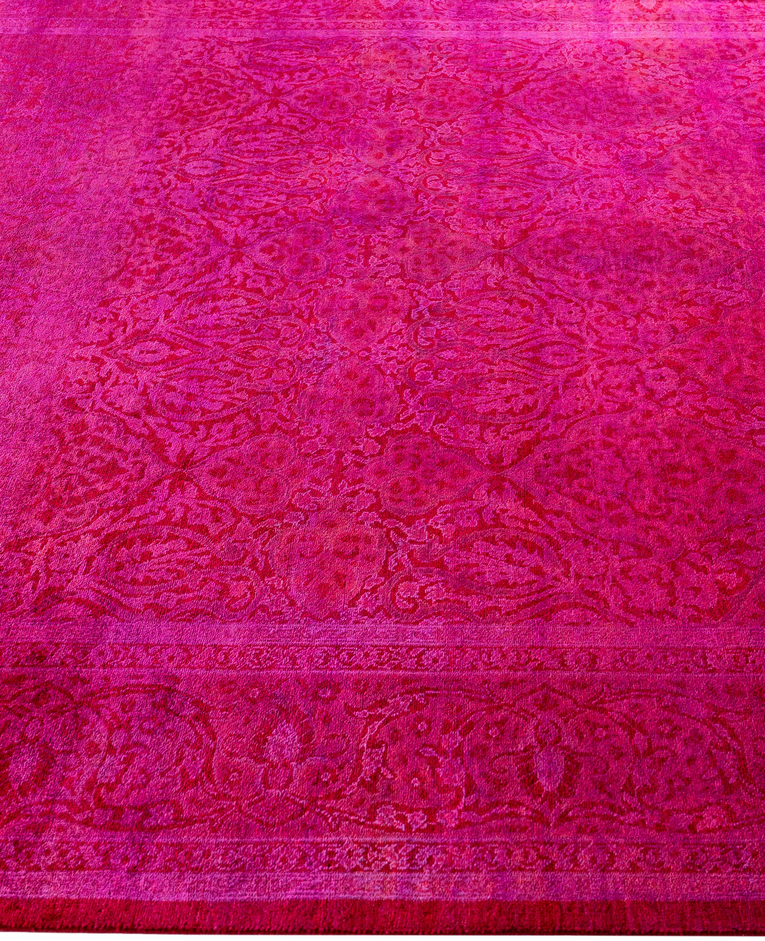 Noué à la main Tapis de sol en laine surteint unique en son genre rose 6' 0