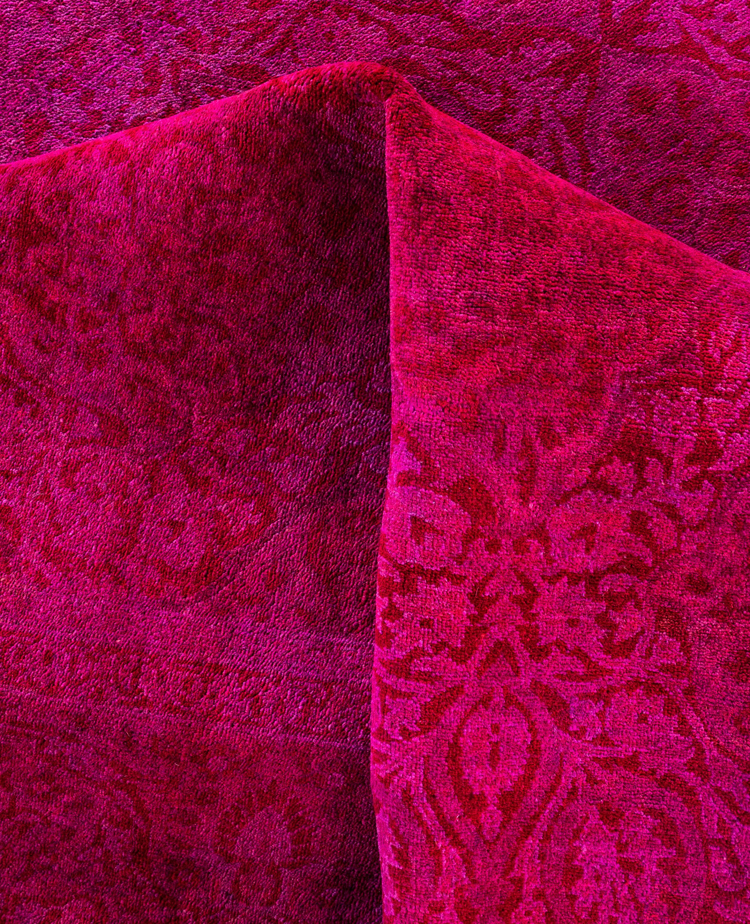 Laine Tapis de sol en laine surteint unique en son genre rose 6' 0