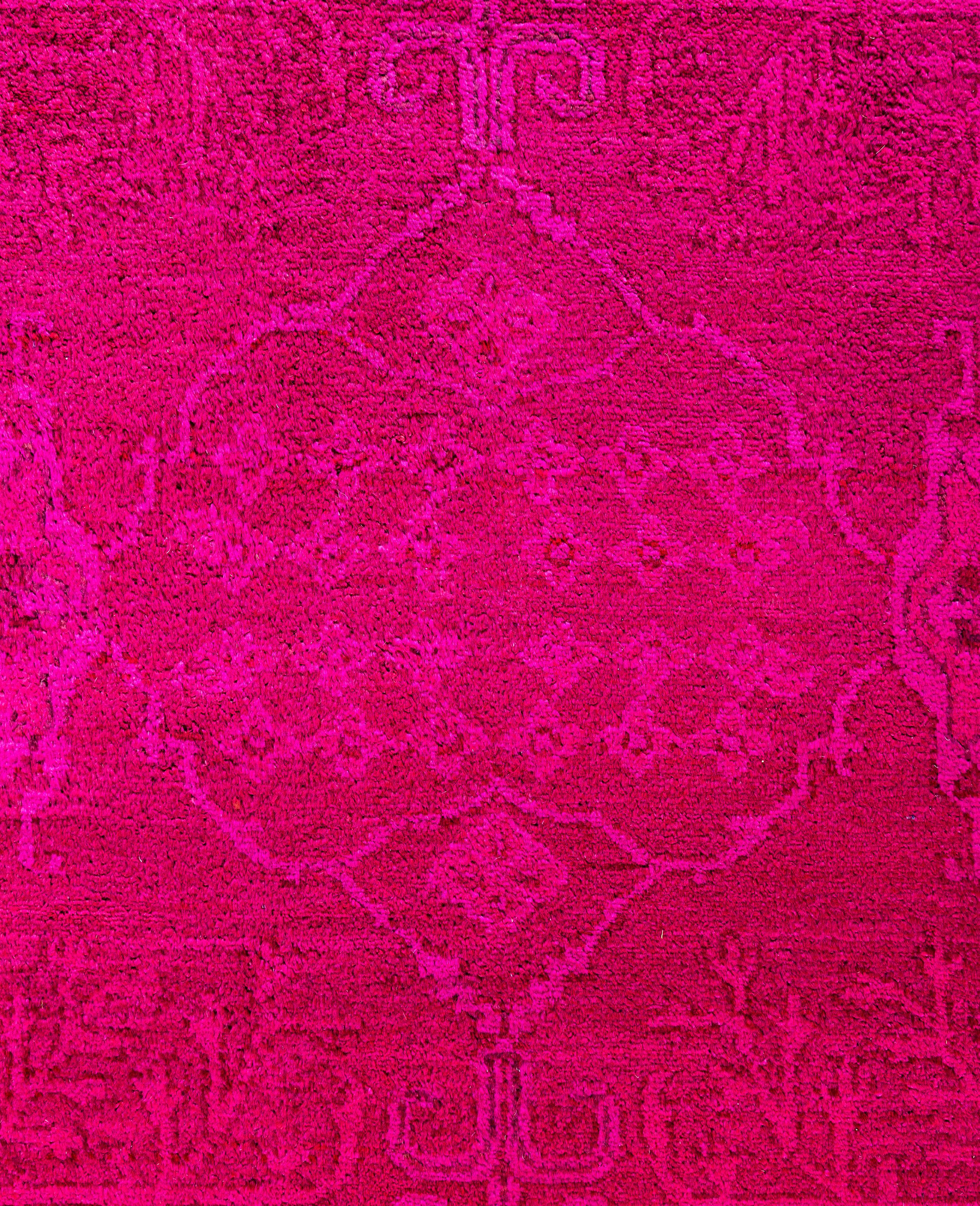 Pakistanais Tapis de sol en laine surteint et unique en son genre rose 6' 4