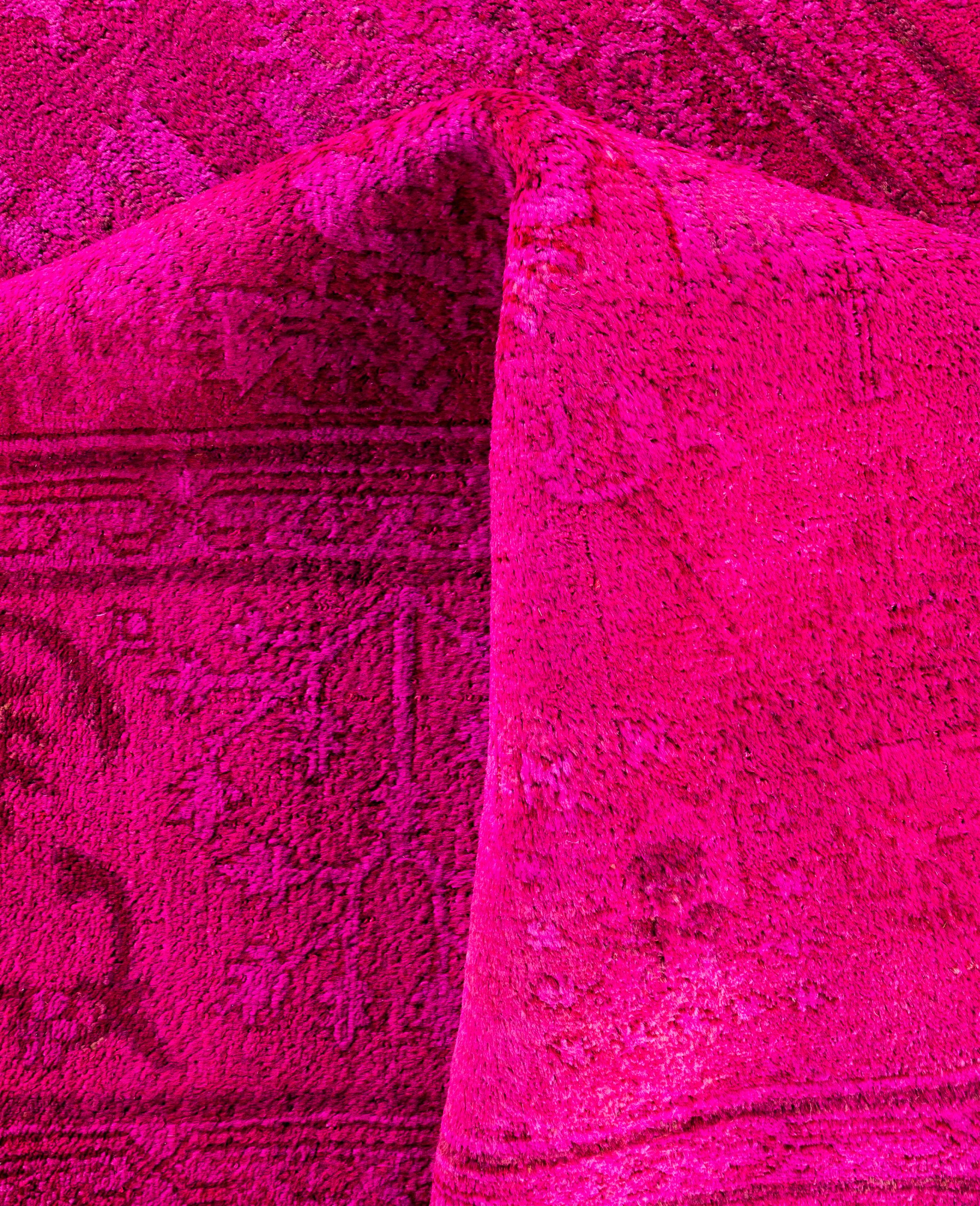 Laine Tapis de sol en laine surteint et unique en son genre rose 6' 4