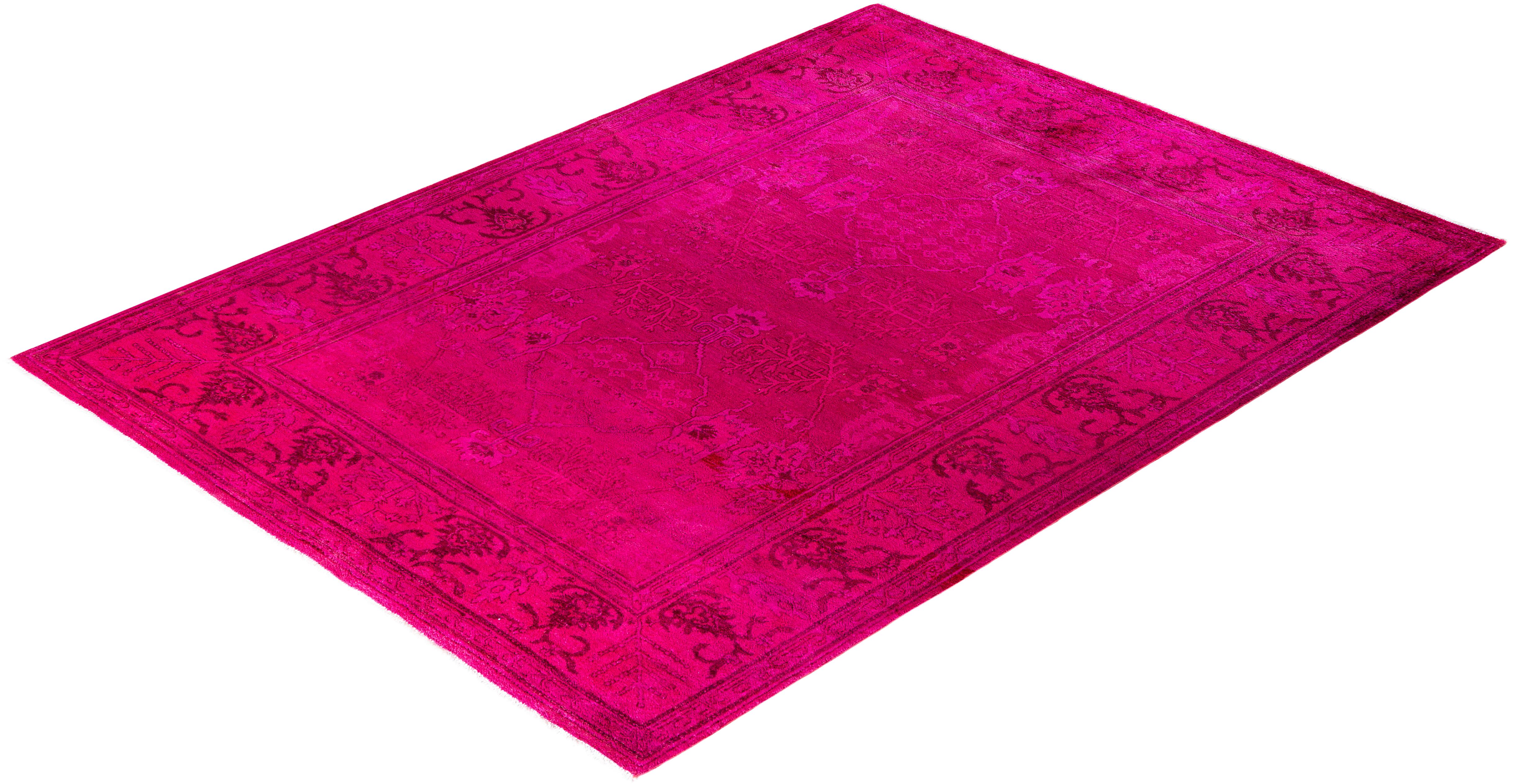 Tapis de sol en laine surteint et unique en son genre rose 6' 4