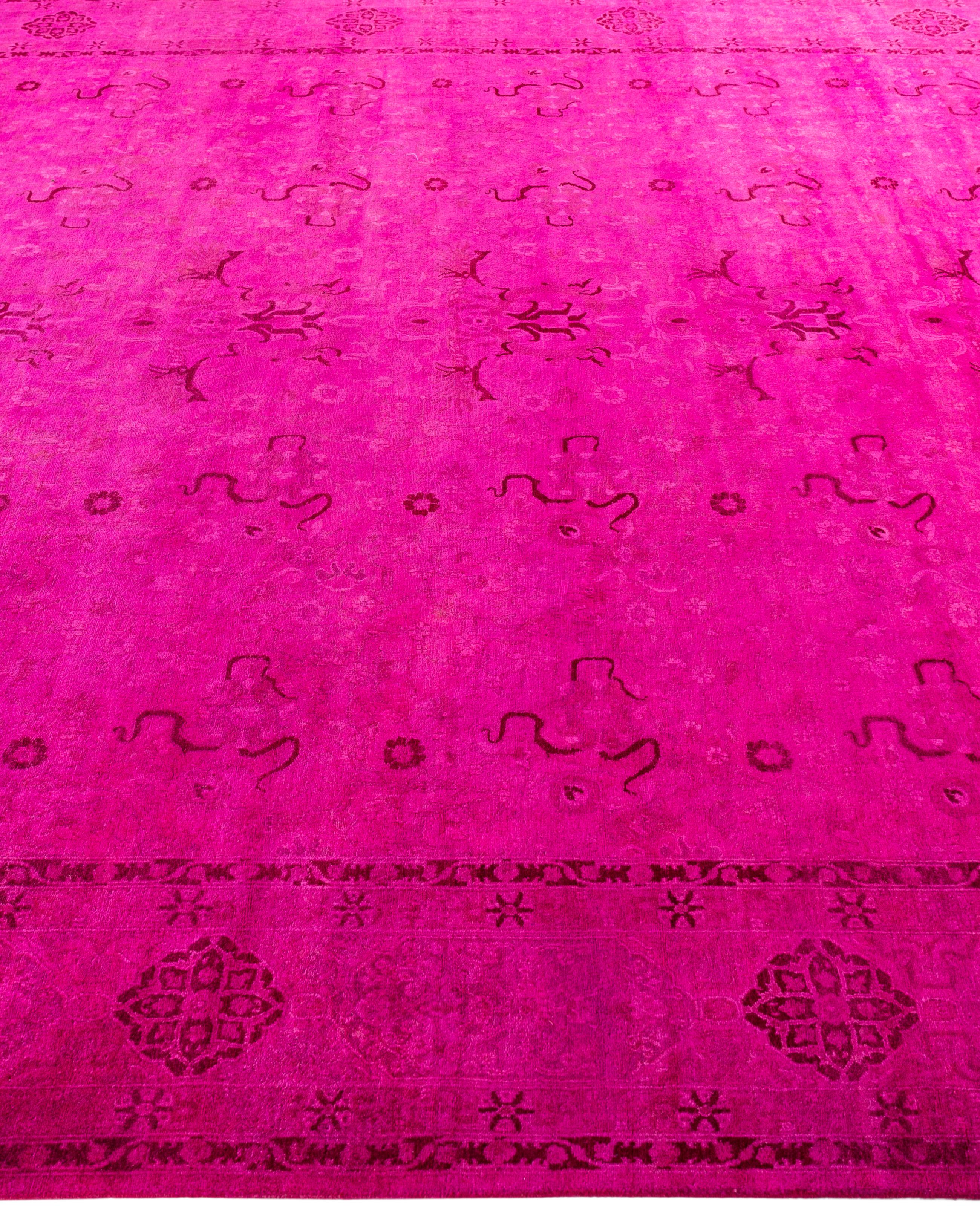 Alfombra de lana Overdyed Única Rosa 8' 0