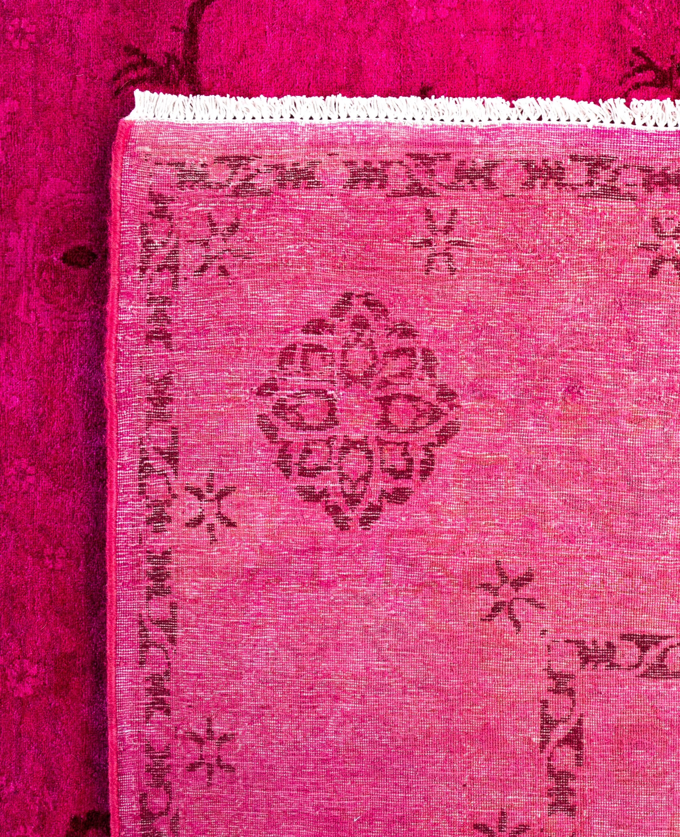 Alfombra de lana Overdyed Única Rosa 8' 0