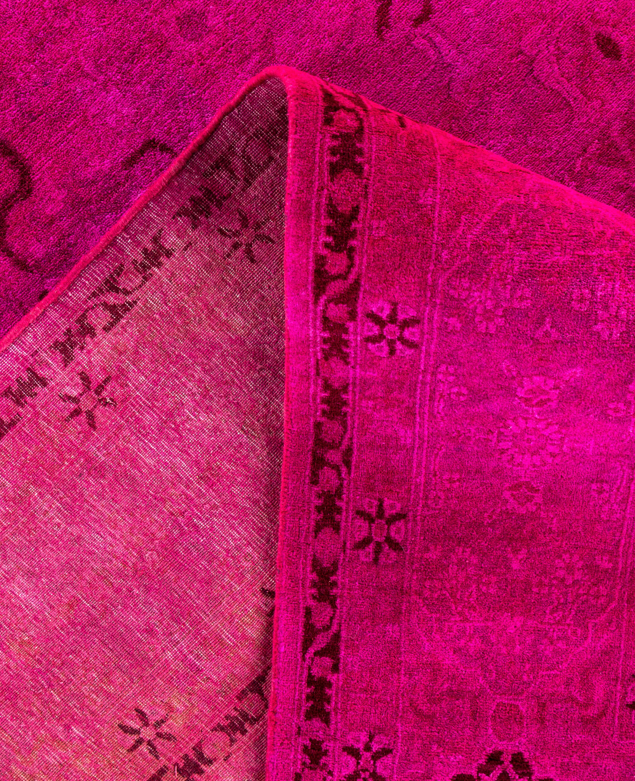 Alfombra de lana Overdyed Única Rosa 8' 0