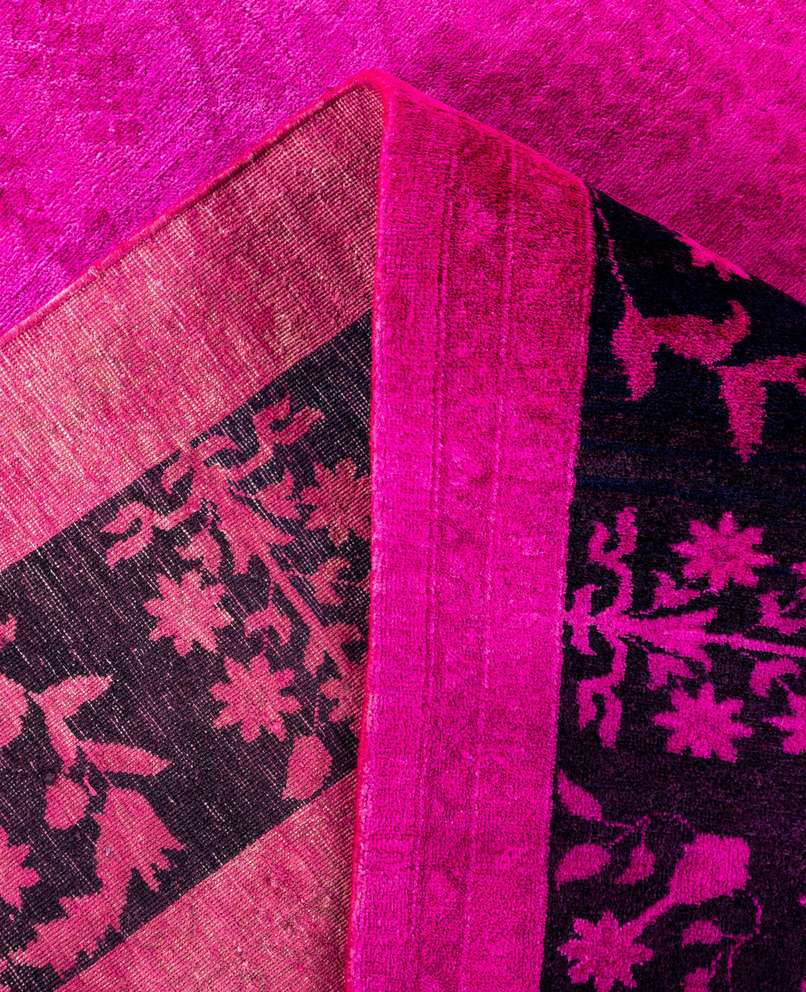 XXIe siècle et contemporain Tapis de sol en laine surteint et unique en son genre rose 8' 0
