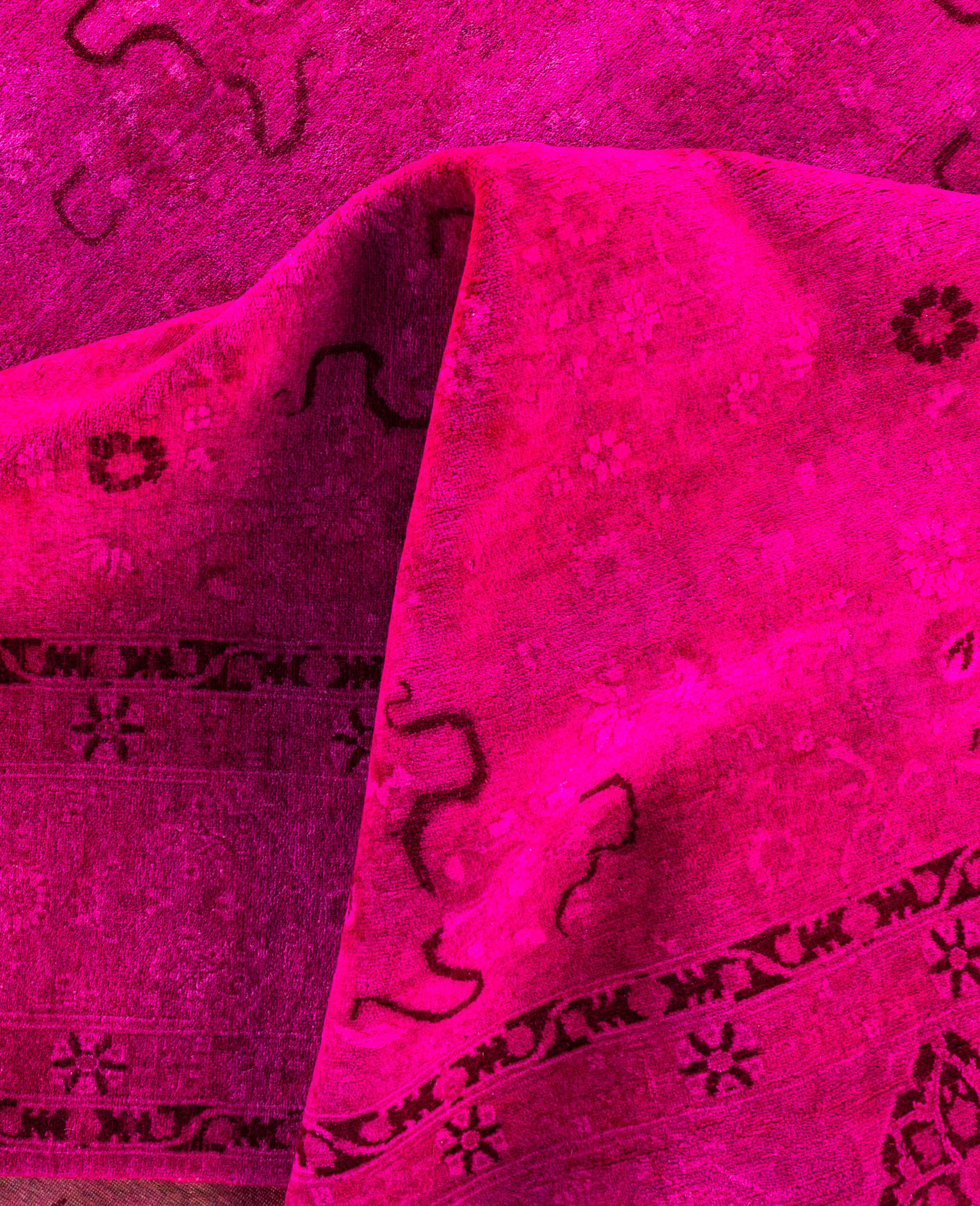 Alfombra de lana Overdyed Única Rosa 8' 0