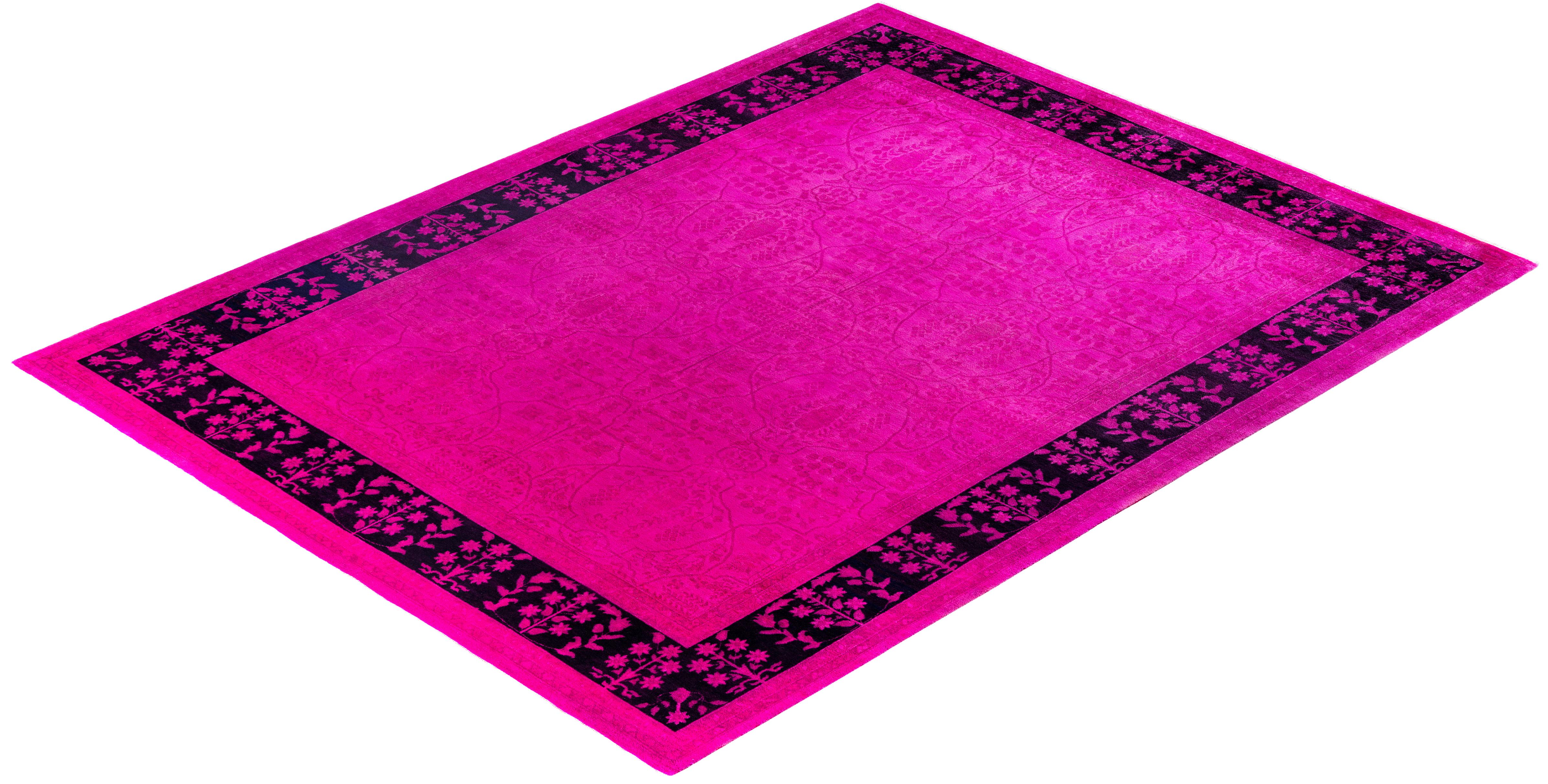 Tapis de sol en laine surteint et unique en son genre rose 8' 0