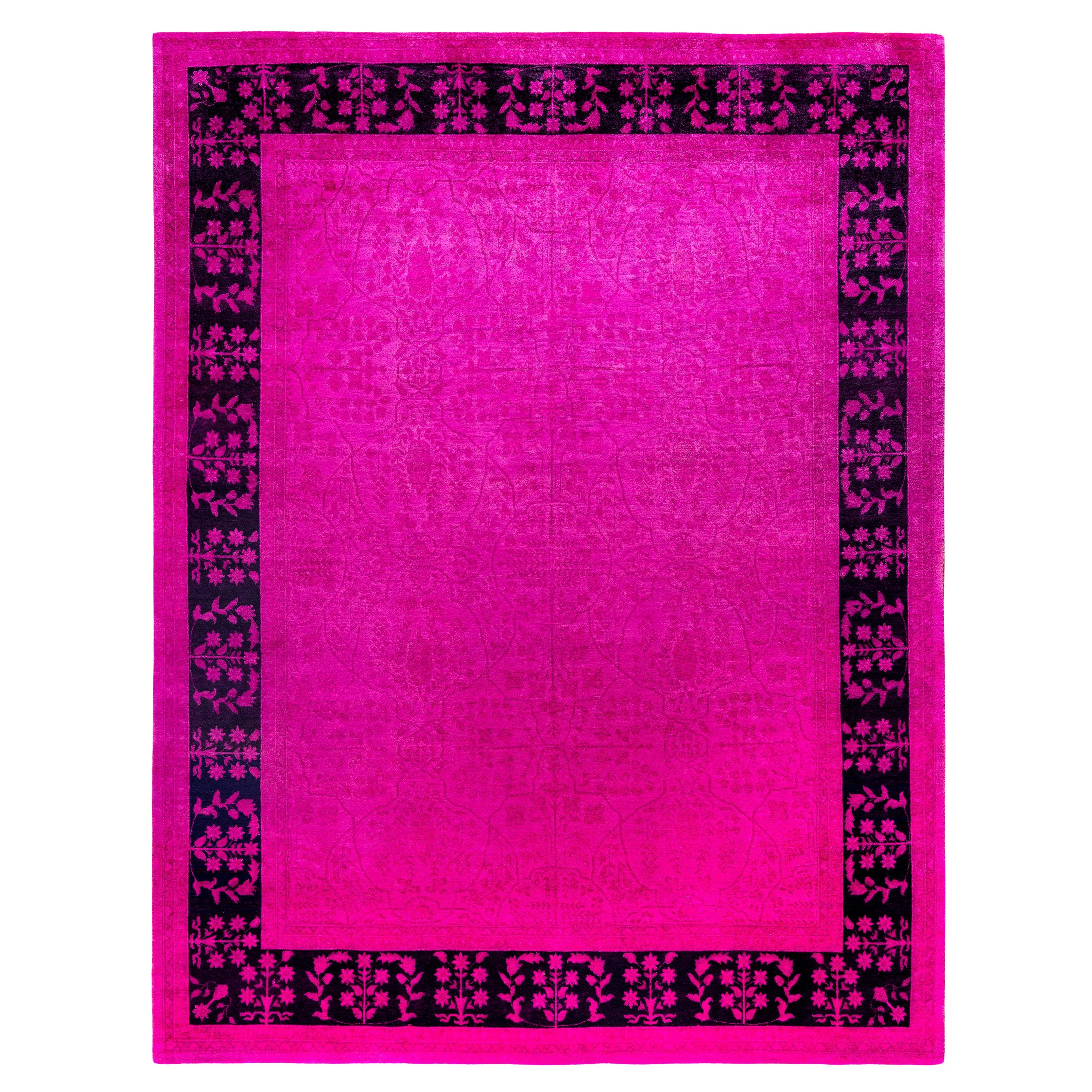 Tapis de sol en laine surteint et unique en son genre rose 8' 0" x 10' 5"