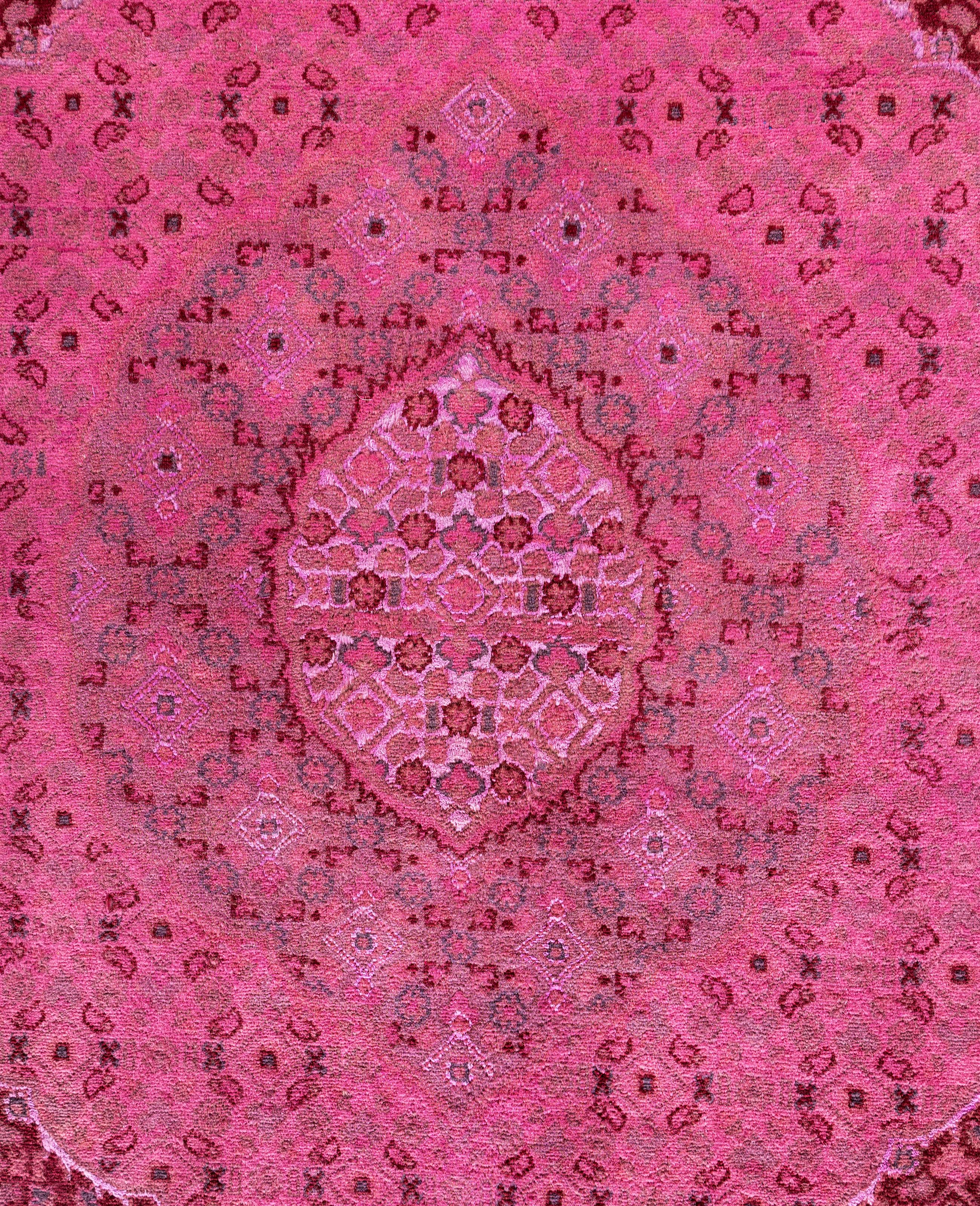 Alfombra de lana Overdyed Única Rosa 8' 1