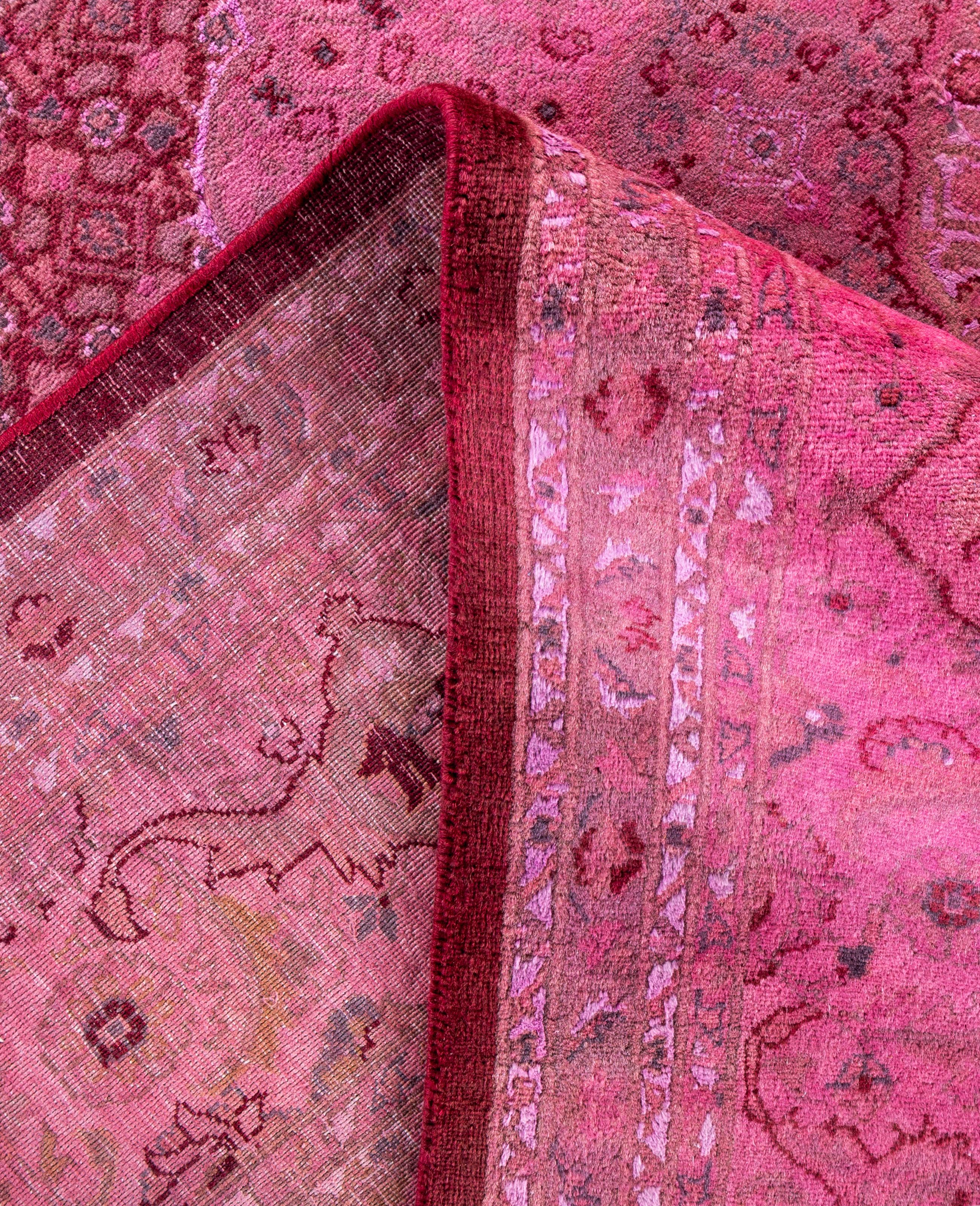 Alfombra de lana Overdyed Única Rosa 8' 1