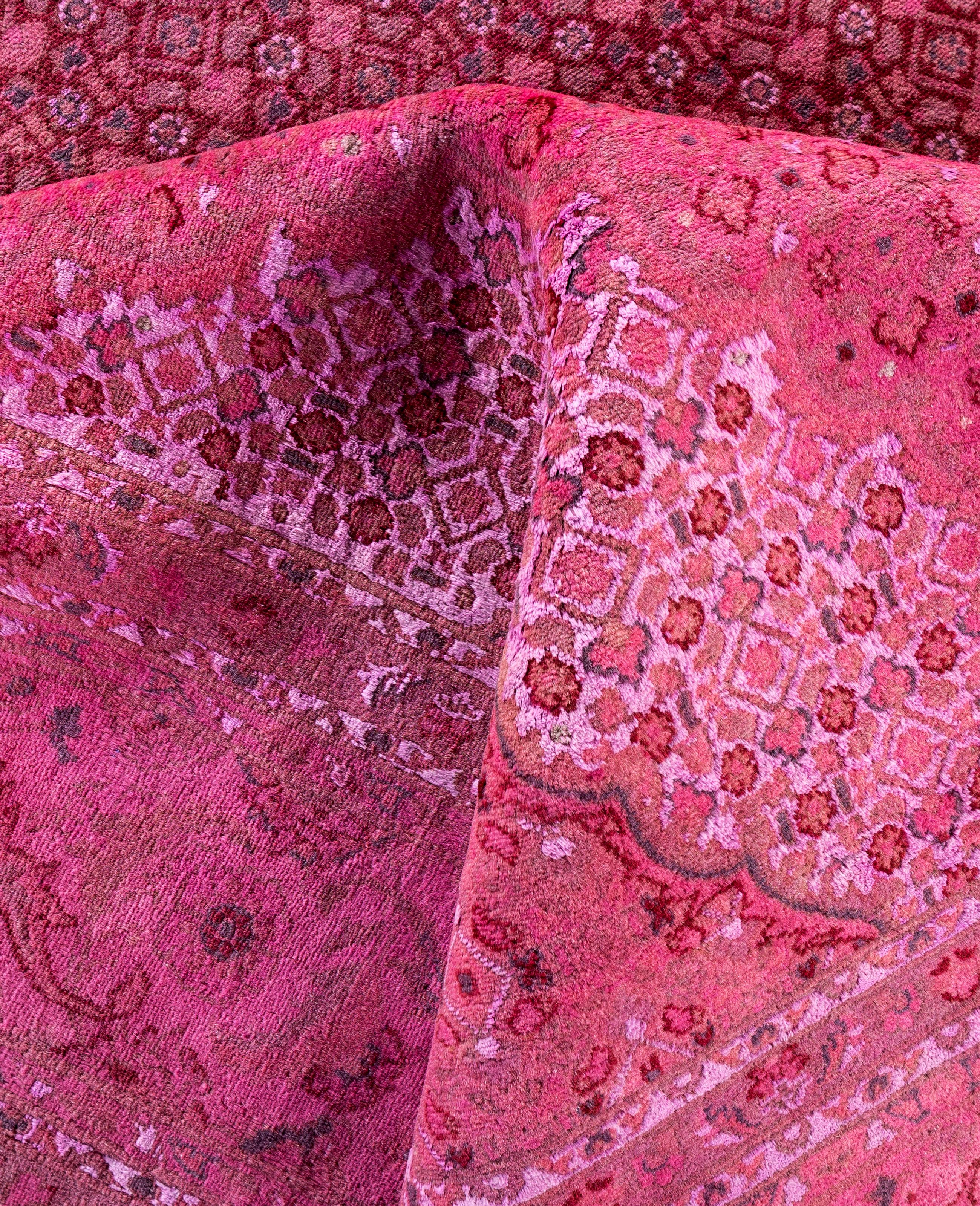 Alfombra de lana Overdyed Única Rosa 8' 1