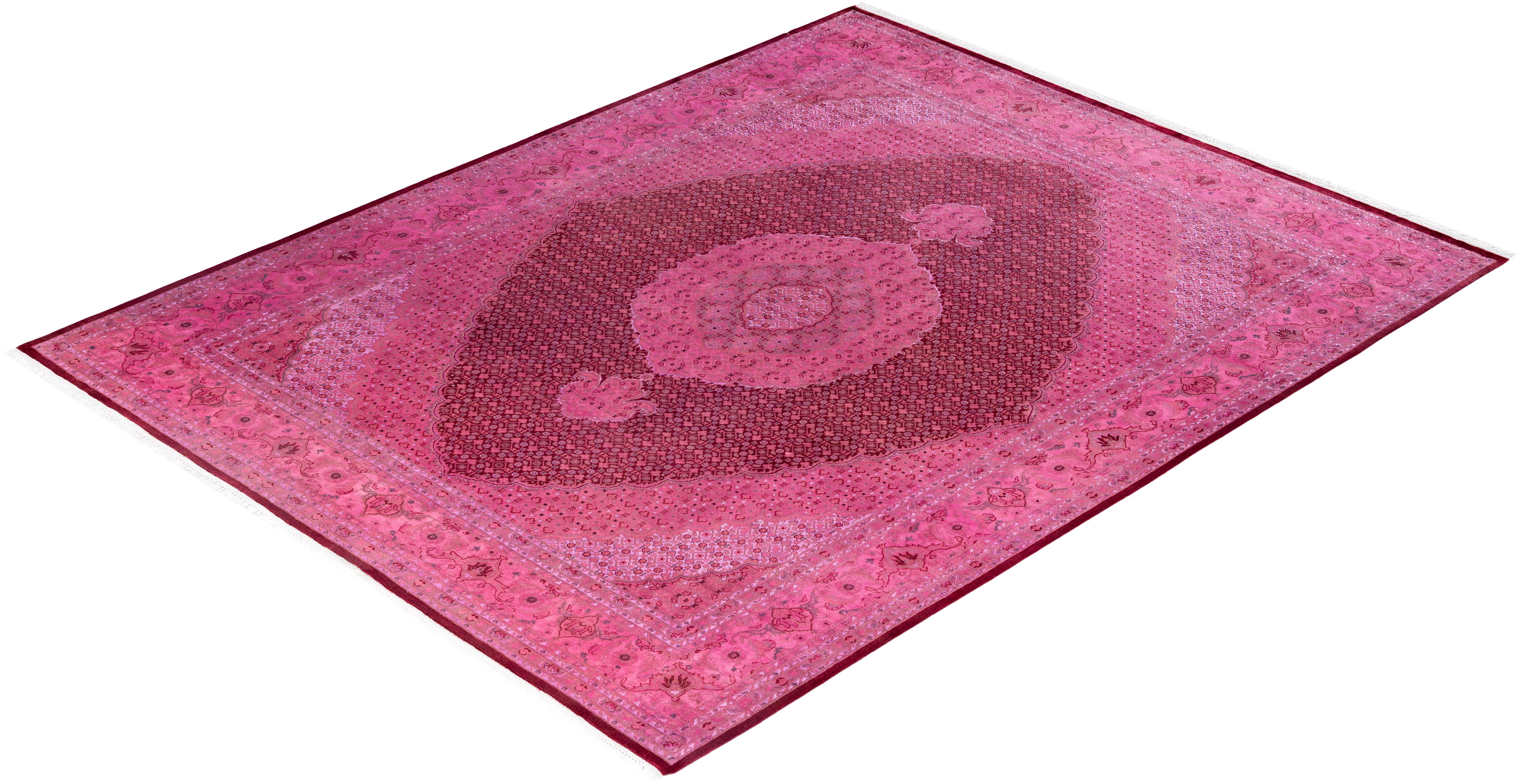 Alfombra de lana Overdyed Única Rosa 8' 1