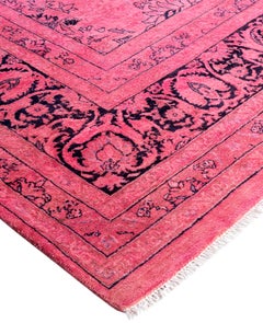 Overdyed One-of-a-Kind Wool Pink Area Rug 8' 1" x 14' 4"