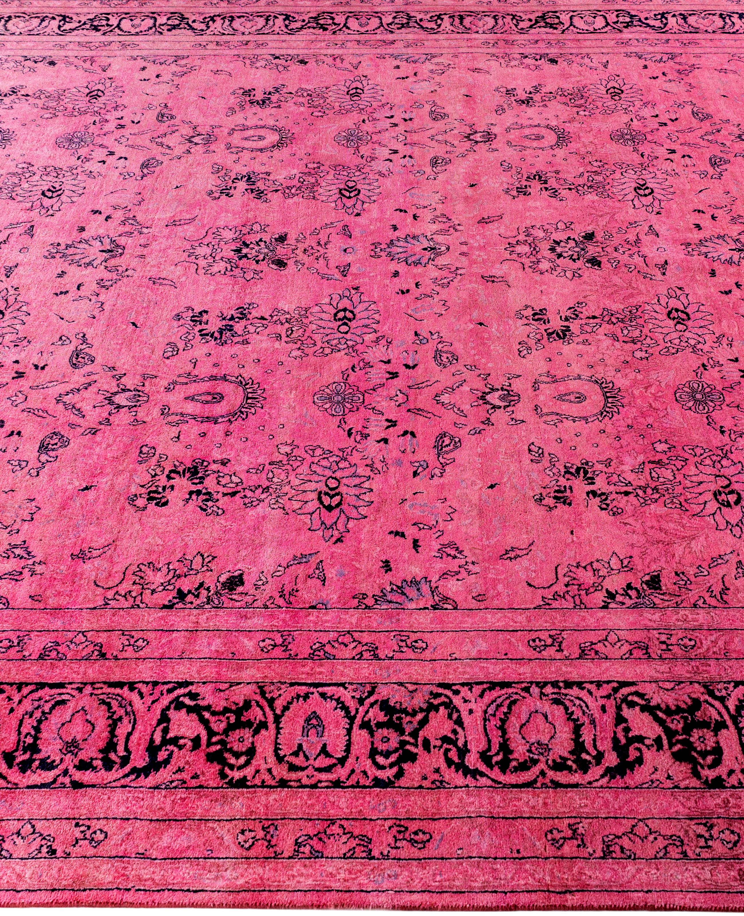 Overdyed Einzigartige Wolle Rosa Bereich Teppich 8' 1